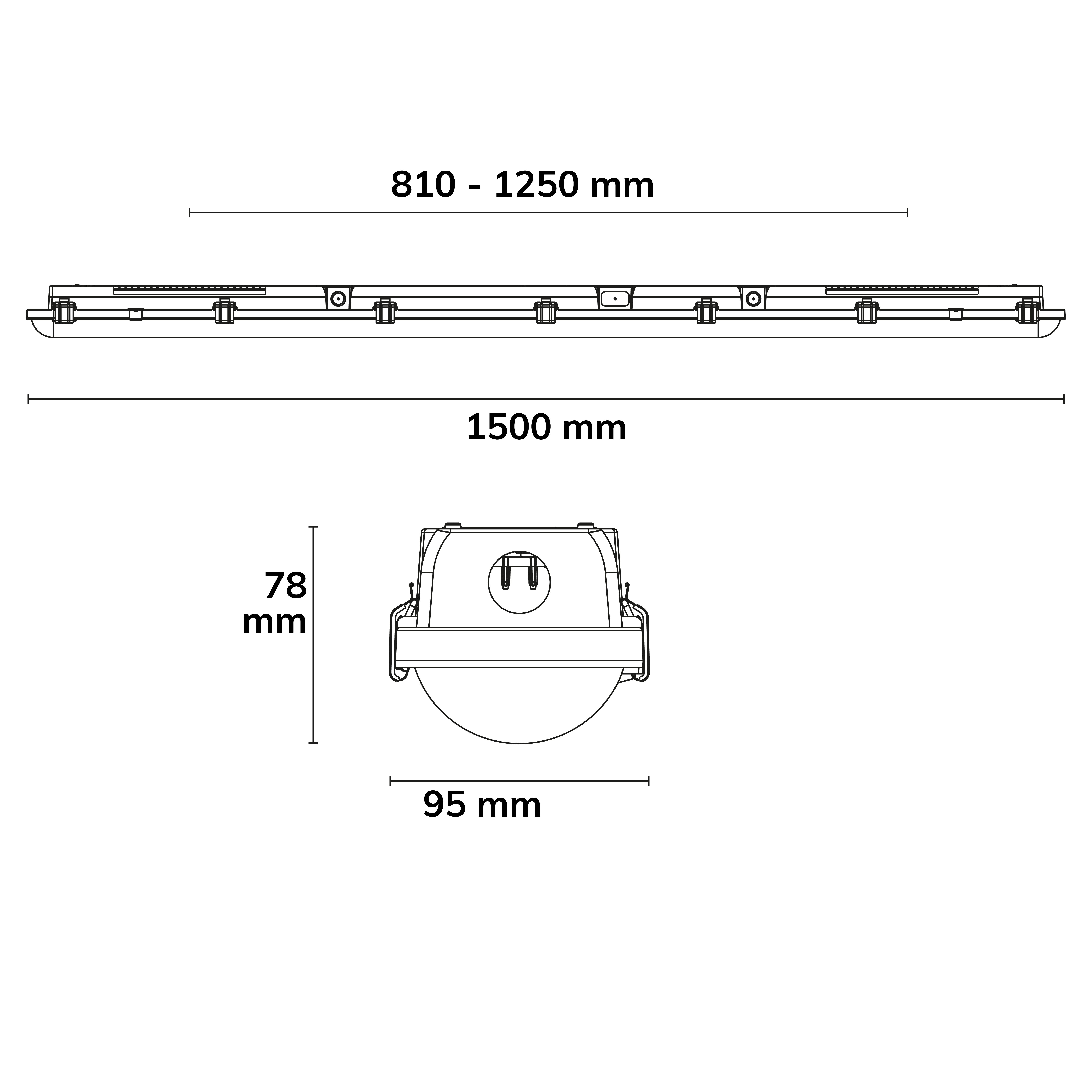 ISOLED LED Wannenleuchte HEQ, 150cm, IP65, 35-60W, 160lm/W, 3000|3500|4000K, CRI80 - 3