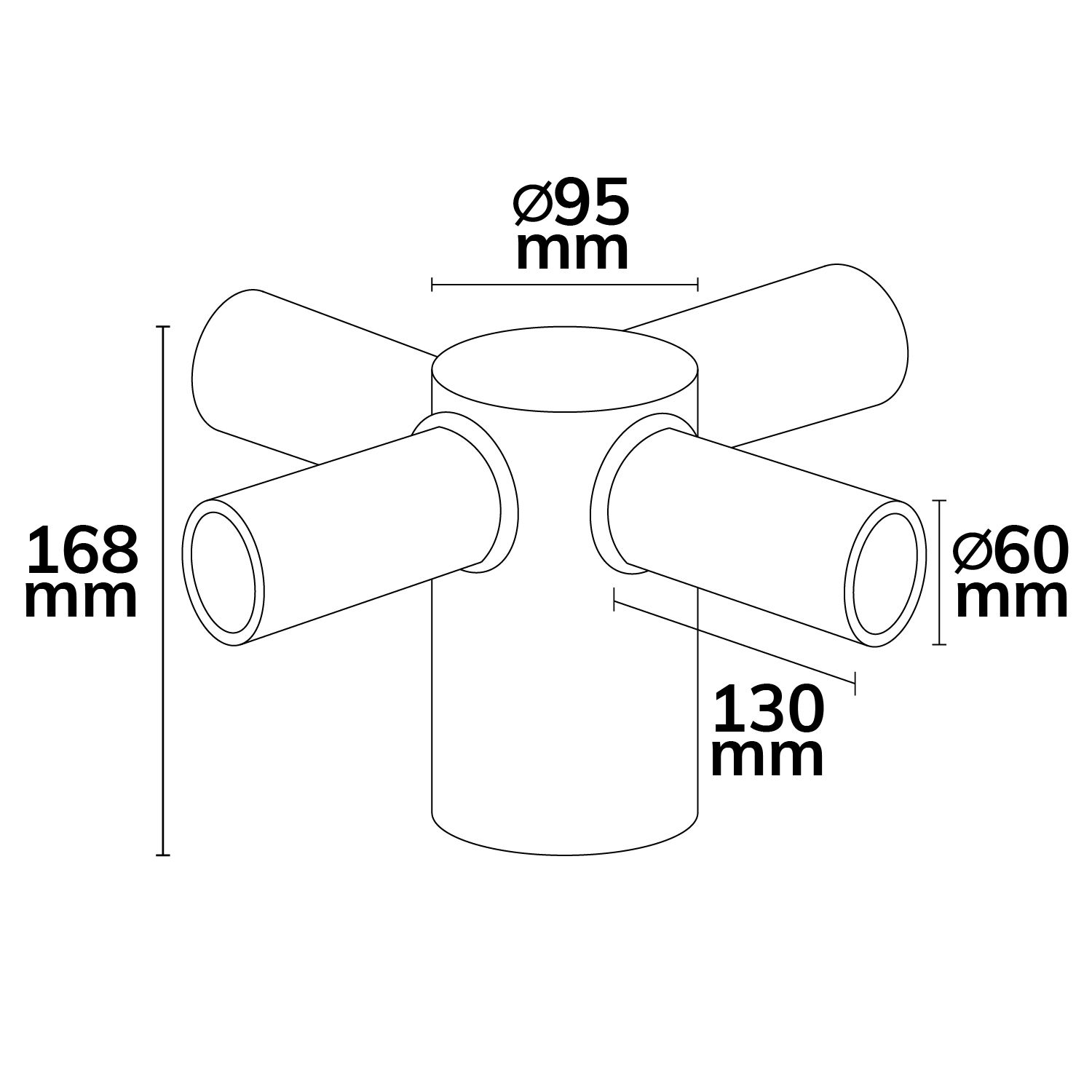 ISOLED Mastadapter 4-fach für Street Light HE75-115, 65-80mm Innendurchmesser - 2