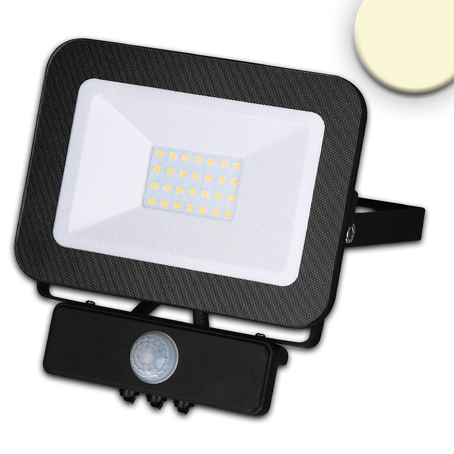 ISOLED LED Fluter mit PIR-Bewegungssensor 30W, warmweiß, schwarz, IP65 - 1