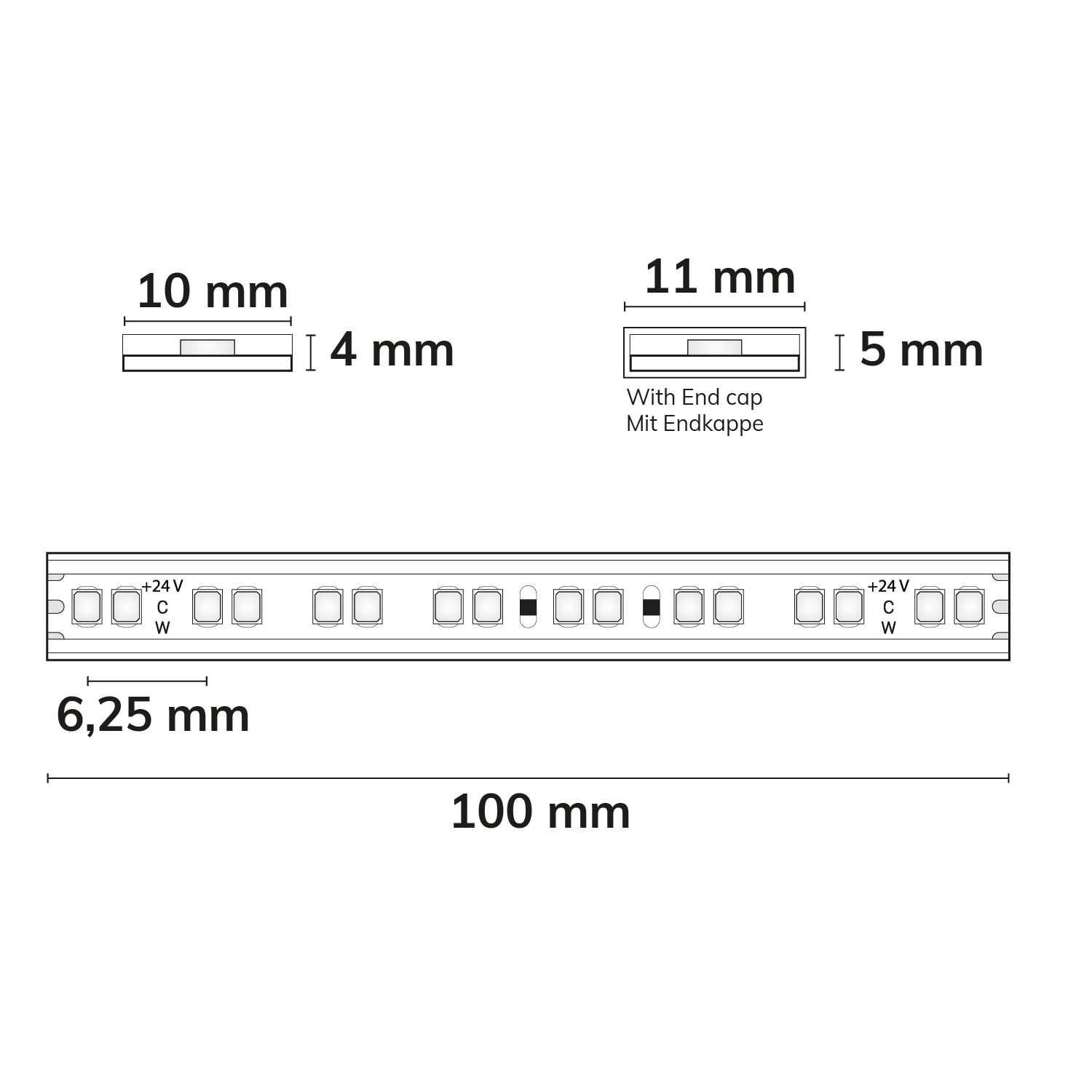 ISOLED LED AQUA918/940 Linear CCT Flexband, 24V DC, 7W|7W, IP68, 5m Rolle, 160LED/m - 3