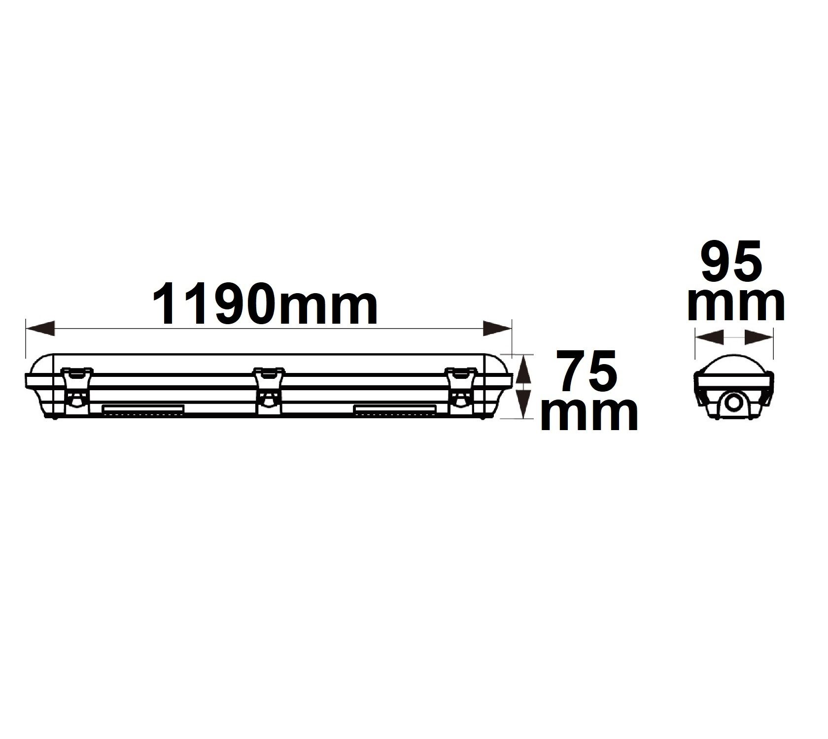 ISOLED LED Wannenleuchte 120cm mit Notlichtfunktion, IP65, PowerSwitch 25-40W, ColorSwitch 3000|4000|5000K - 4