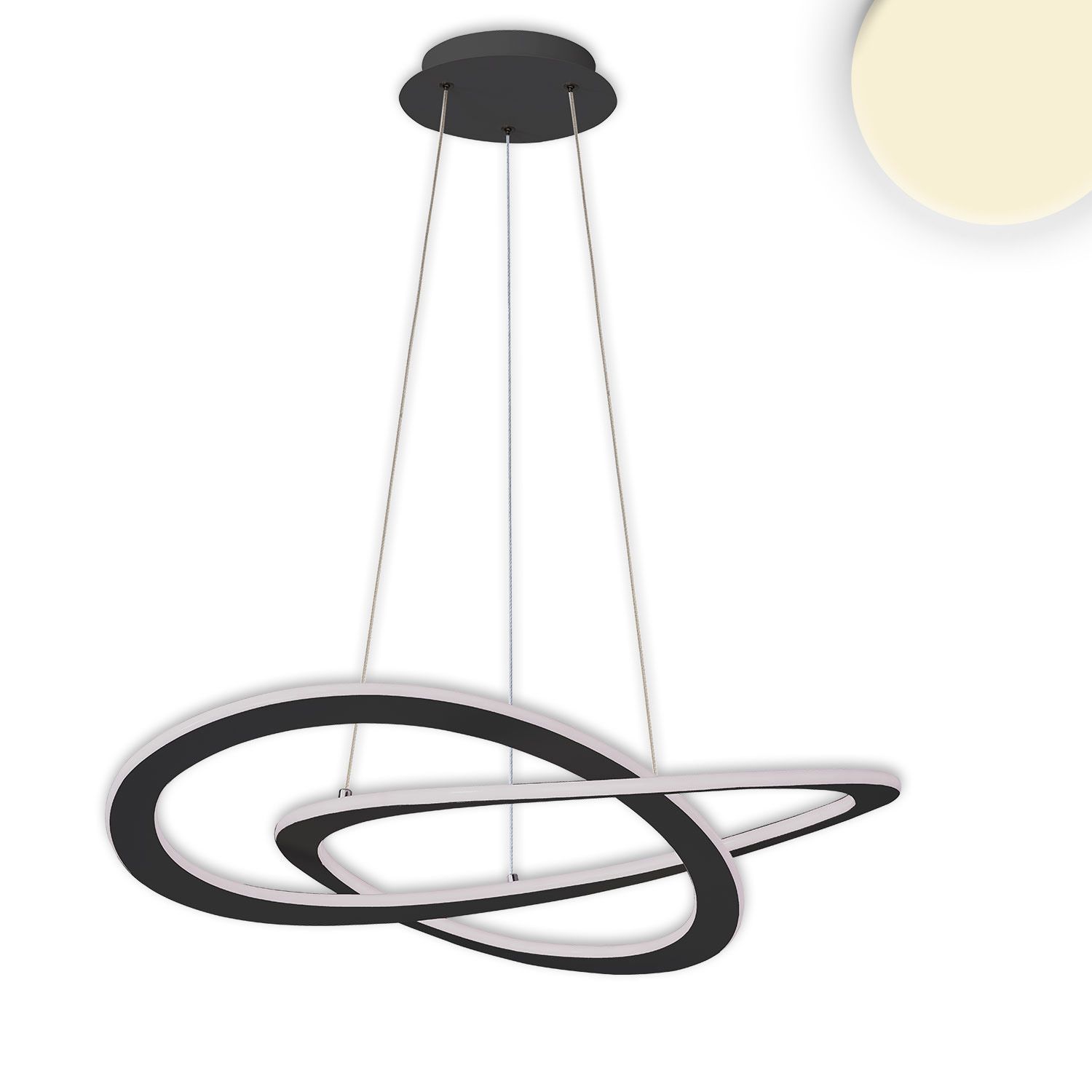 ISOLED LED Hängeleuchte Design 600, schwarz, 40W, rund, 3000K, dimmbar - 1