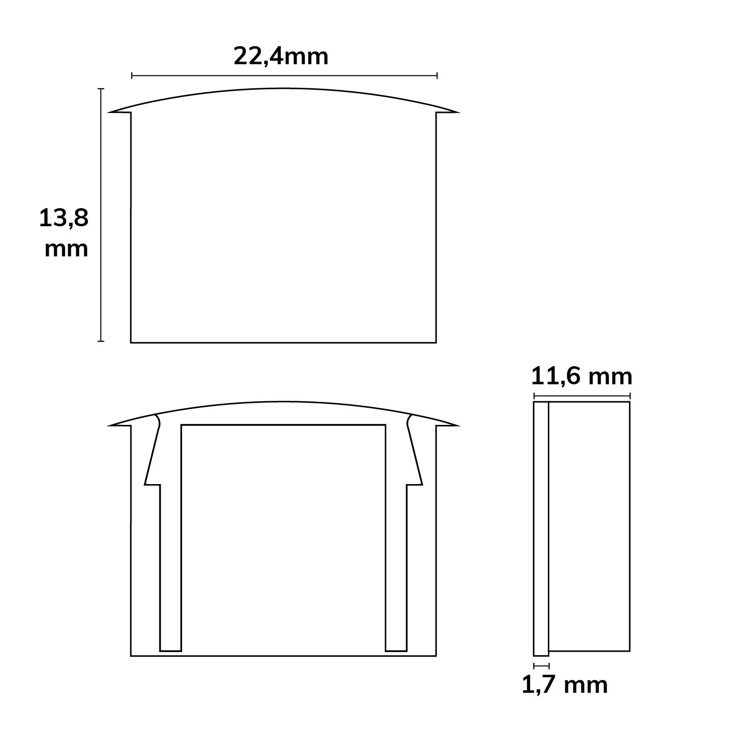 ISOLED Endkappe EC7W für Profil DIVE12, weiß, 1 Stk - 2