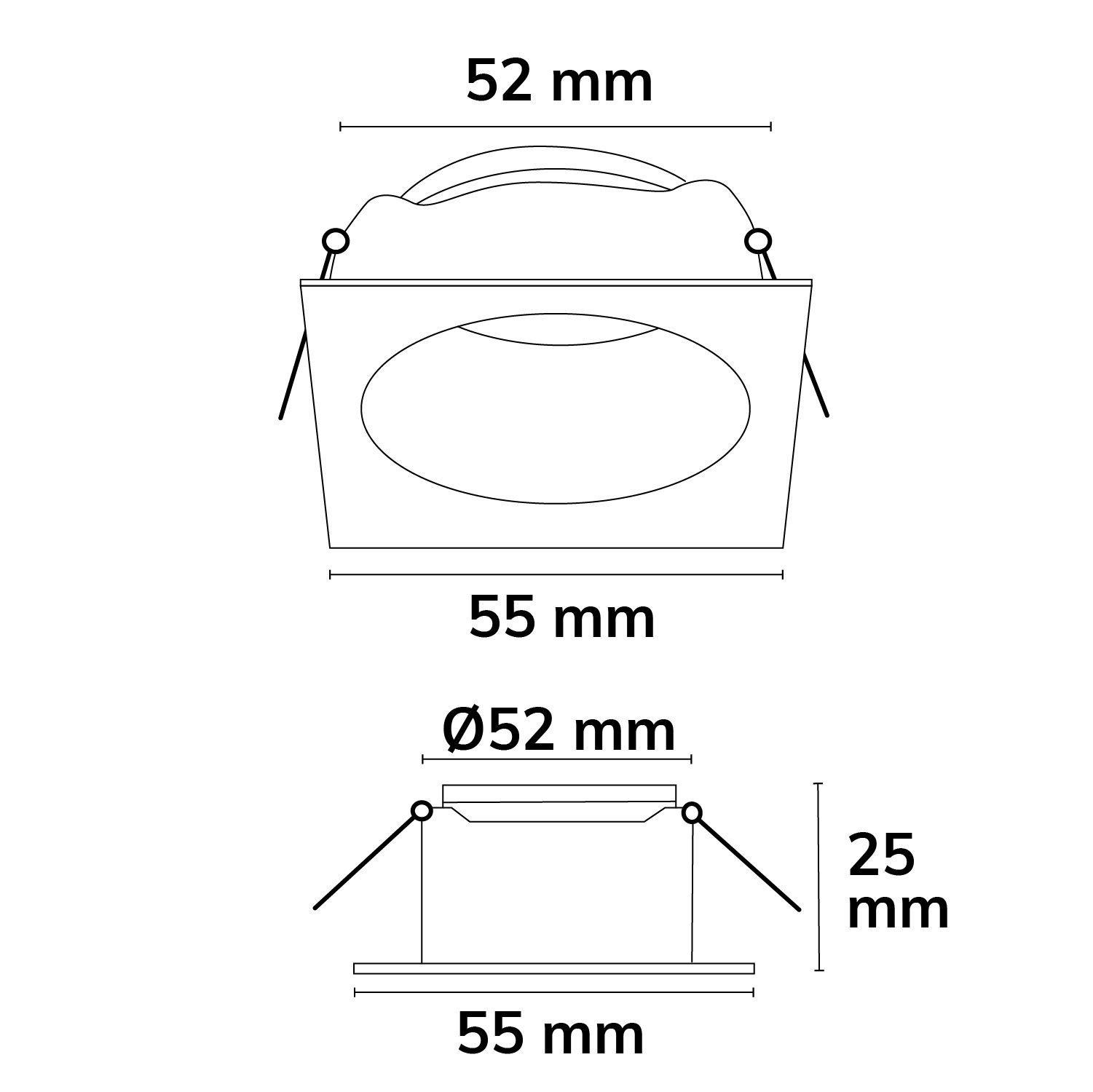 ISOLED Einbaurahmen für MR11/GU10 Mini Spots, eckig, schwarz - 3