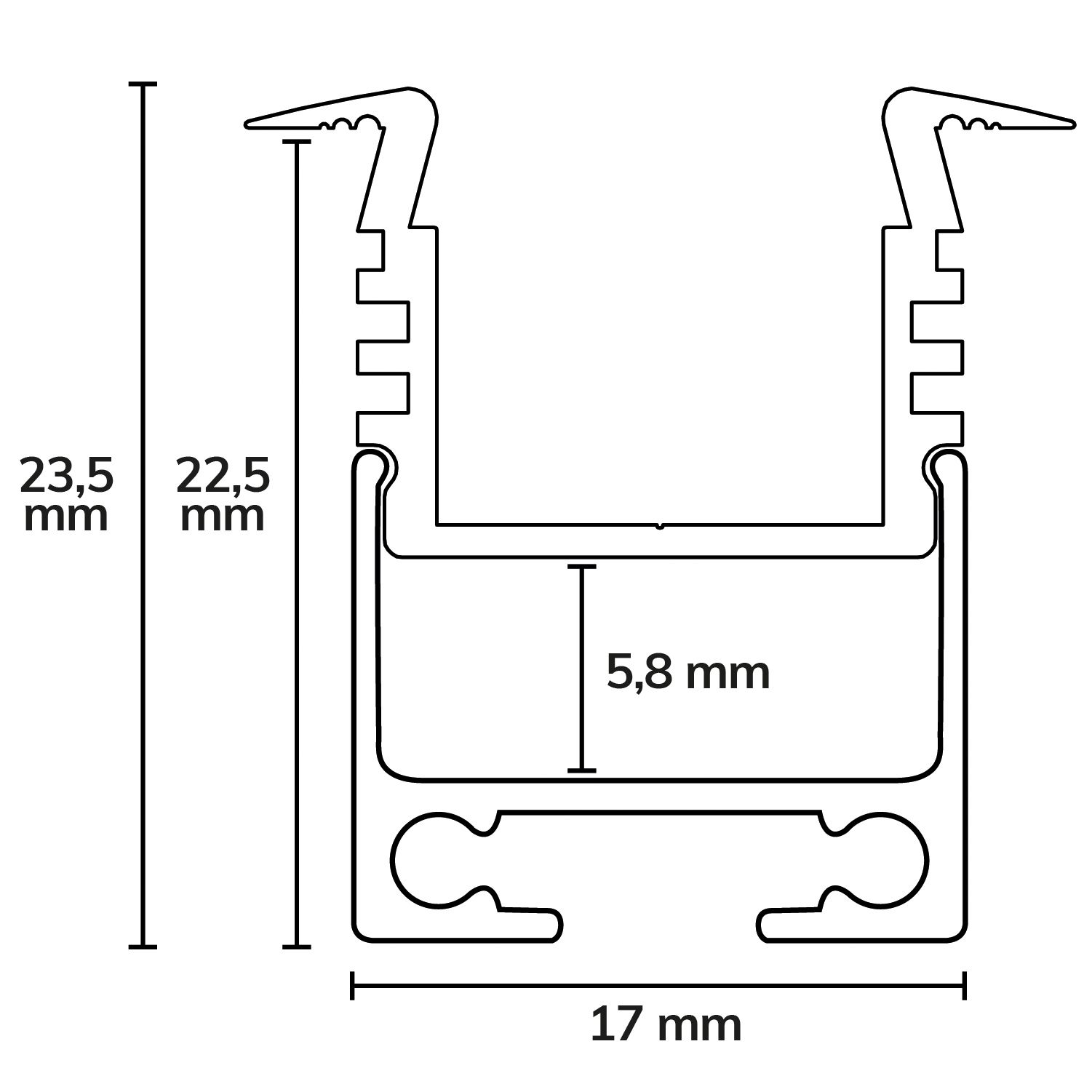 ISOLED LED Einbauprofil DIVE12 Aluminium schwarz, 200cm - 4