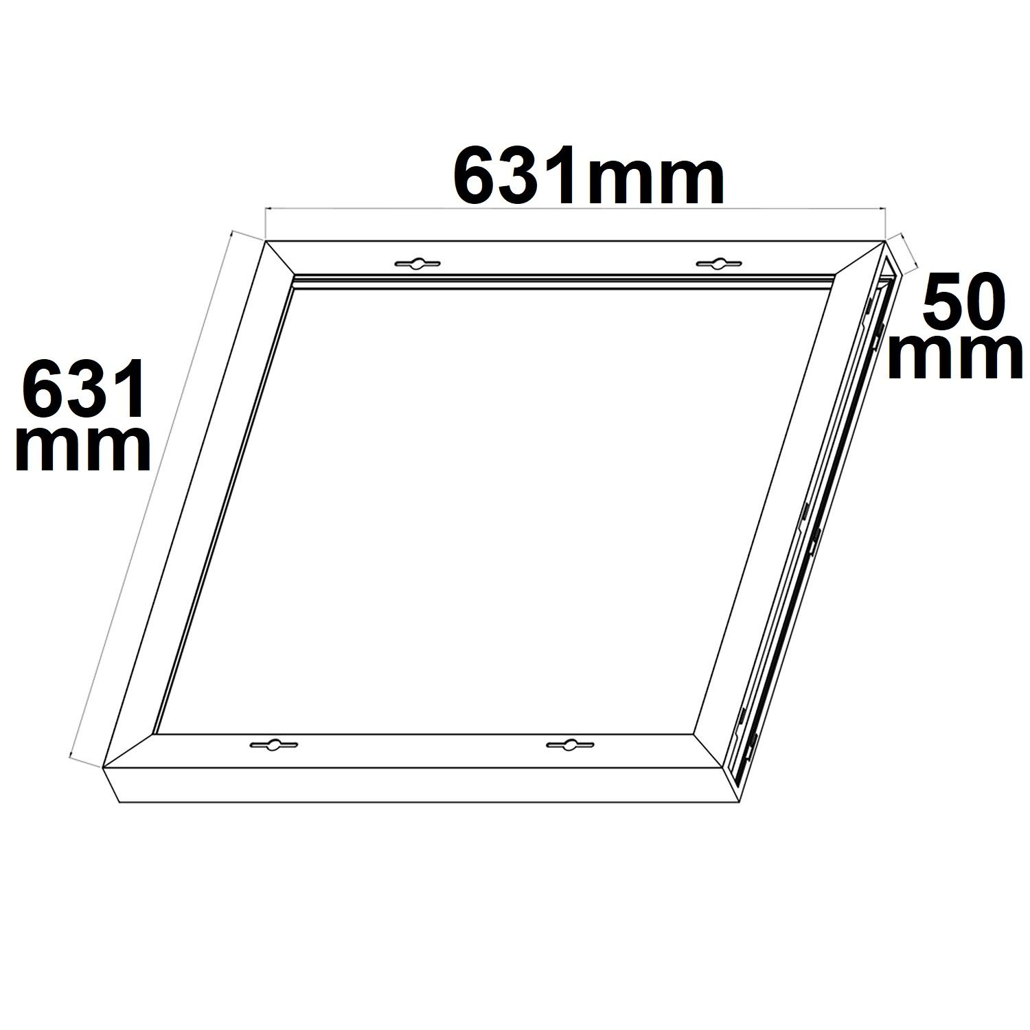 ISOLED Aufbaurahmen weiß RAL 9016 für LED Panel 625x625 - 3