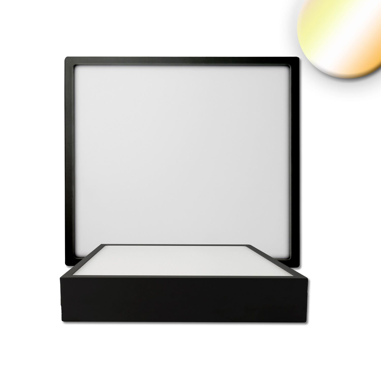 ISOLED LED Deckenleuchte PRO schwarz, 24W, eckig, 225x225mm, ColorSwitch 2700|3000|4000K, dimmbar - 1