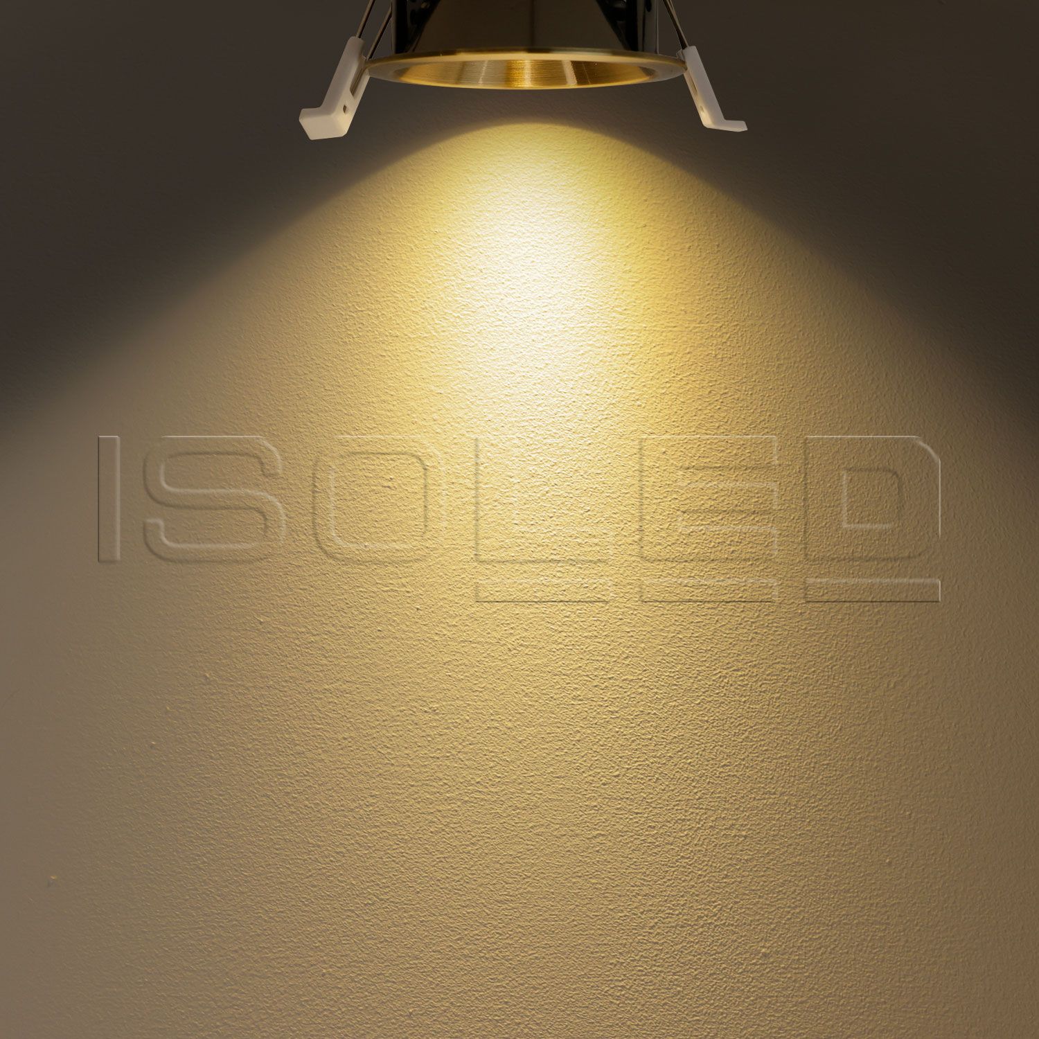 ISOLED LED Einbaustrahler BACK60, messing geb., rund, 5W, CRI90, 2700K, rückversetzt, UGR