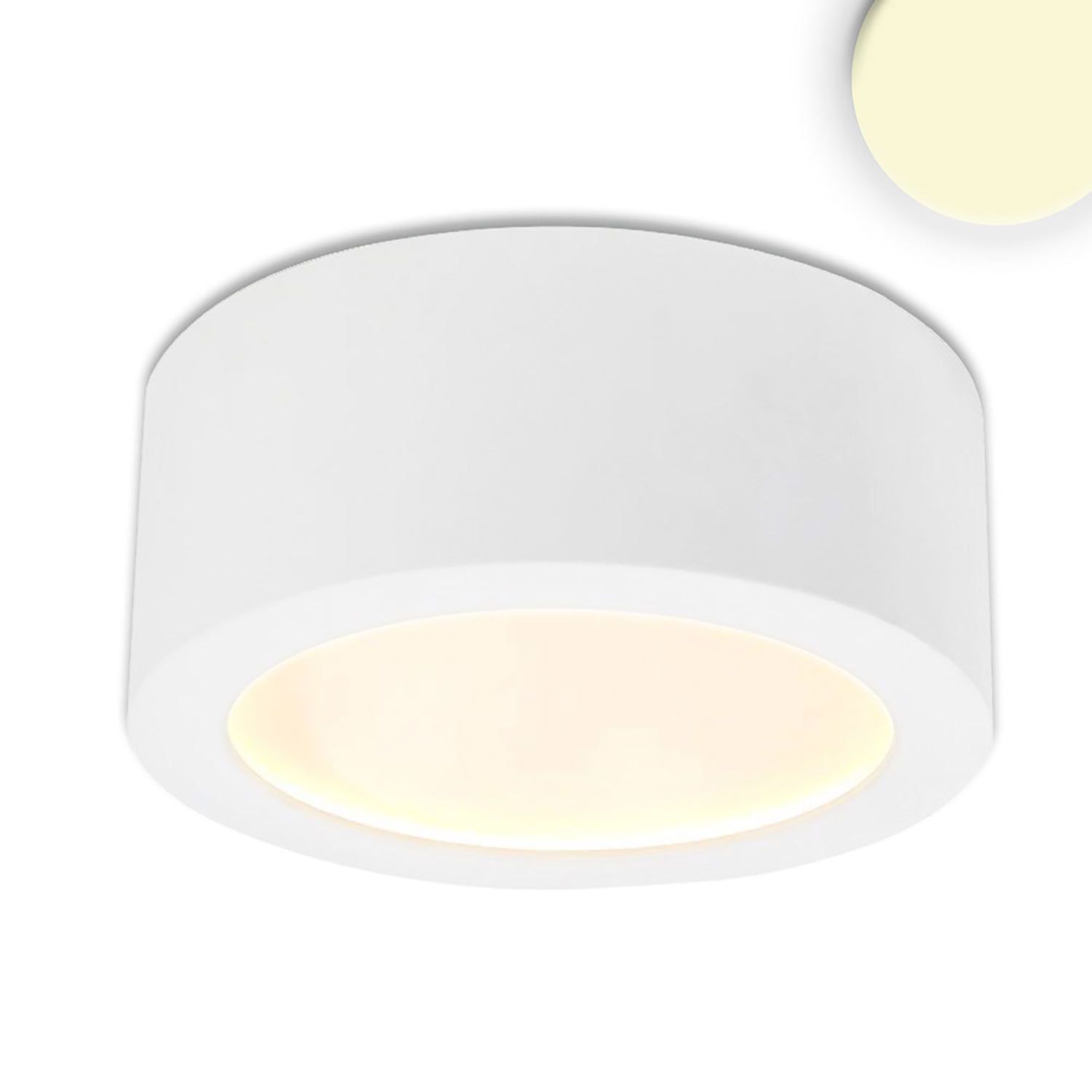 ISOLED LED Aufbauleuchte LUNA 8W, weiß, rund, DN106,5, indirektes Licht, warmweiß, dimmbar - 1