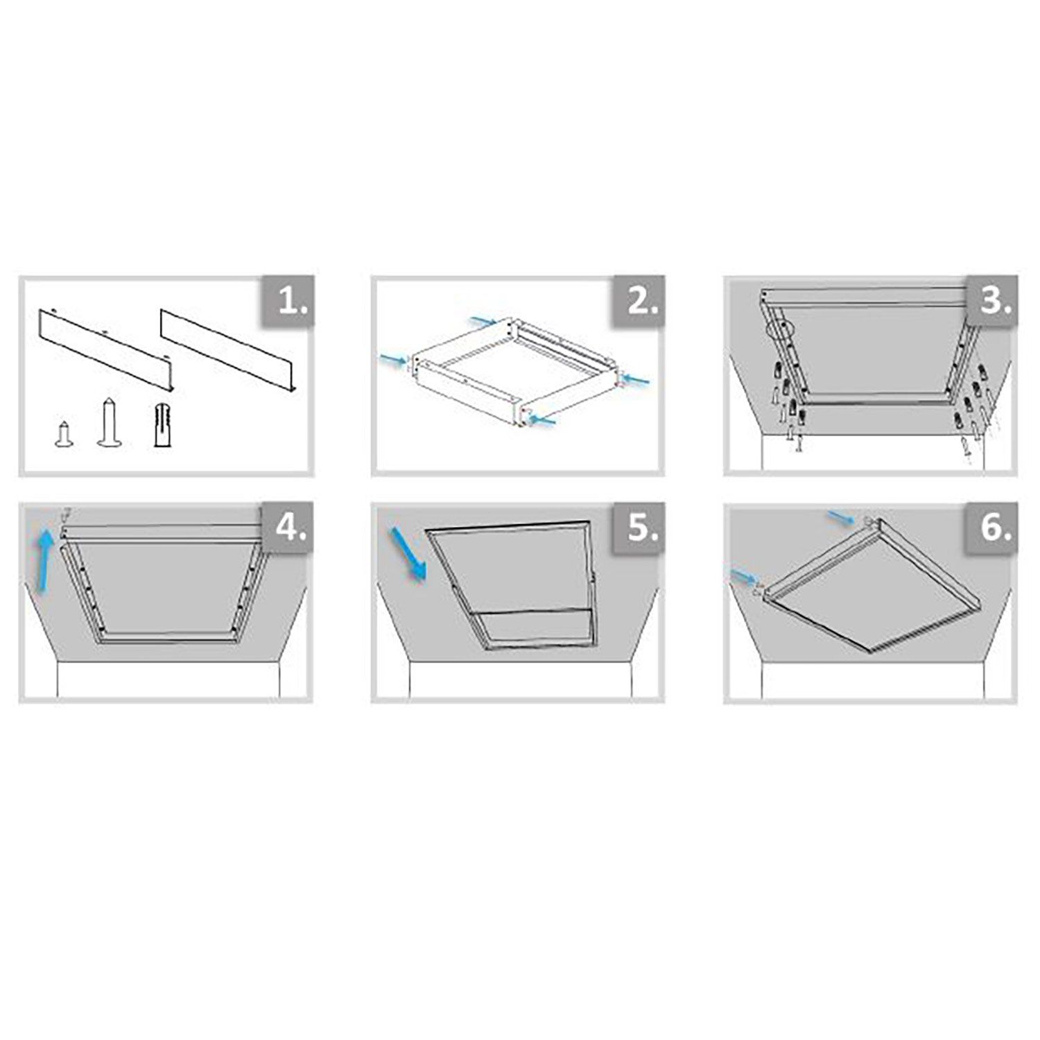 ISOLED Aufbaurahmen weiß RAL 9016, Höhe 7cm, für LED Panels 300x1200, steckbare Schnellmontage - 4