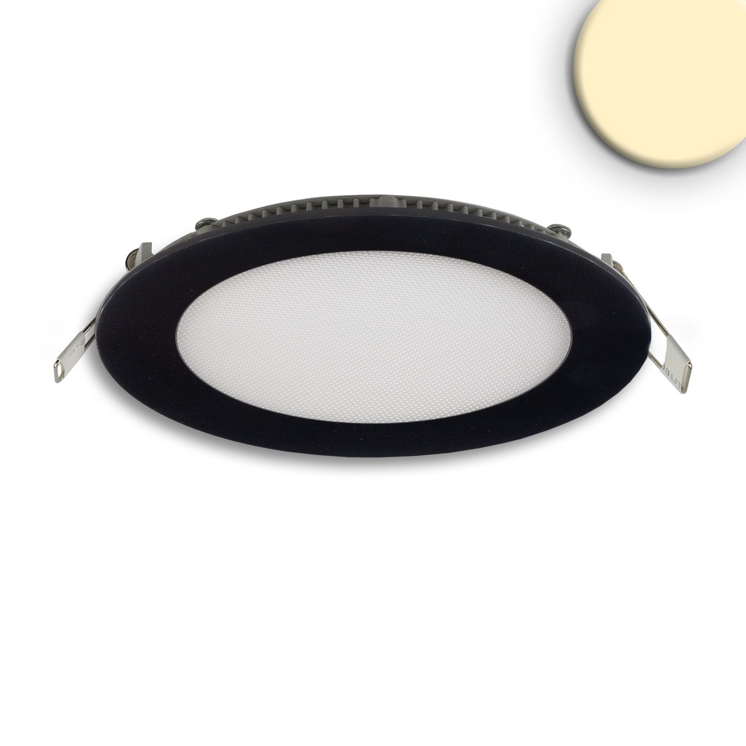 ISOLED LED Downlight, 9W, rund, ultraflach, blendungsreduziert, schwarz, 147mm, warmweiß, dimmbar CRI90 - 1