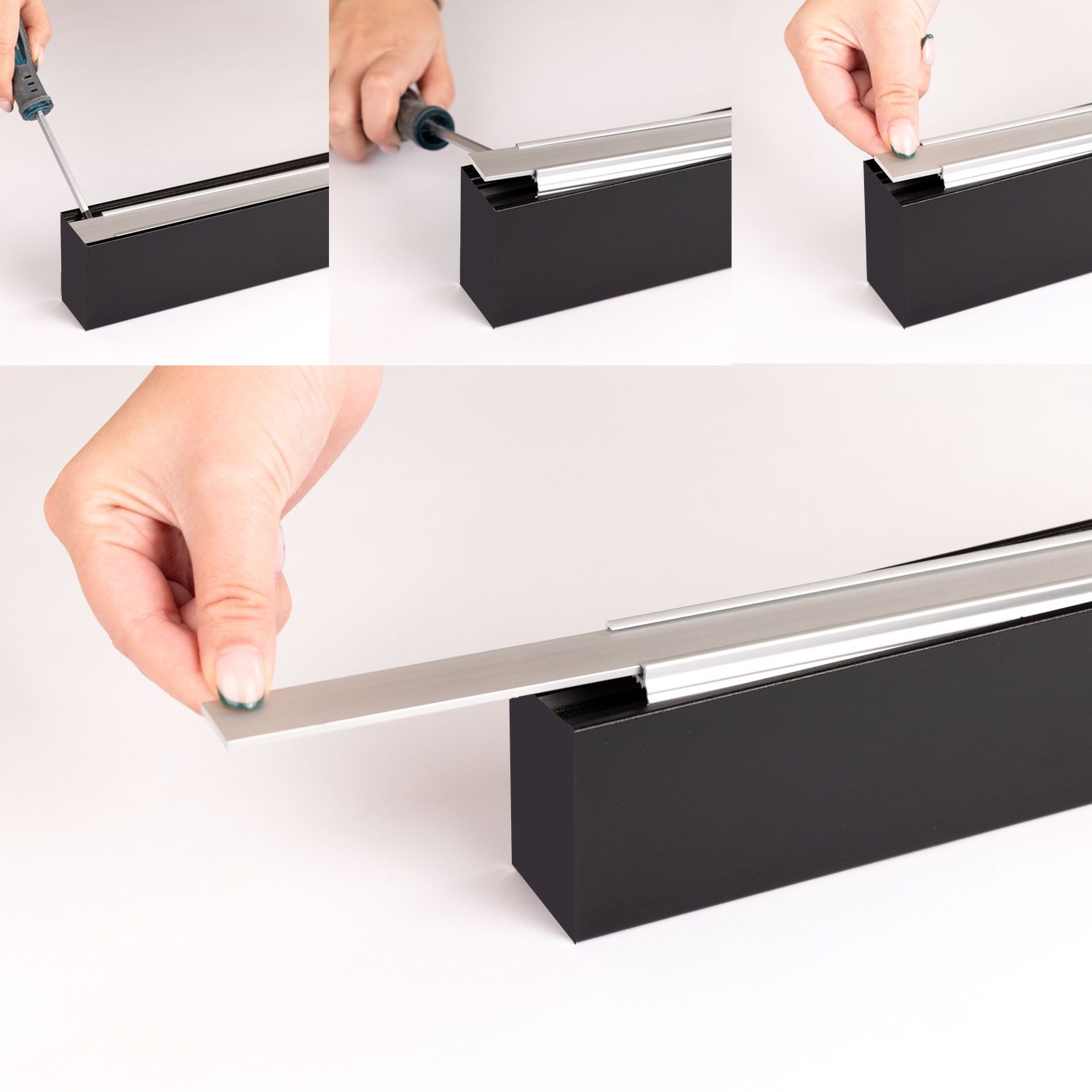 ISOLED LED Leuchtenprofil HALON Aluminium schwarz RAL 9005, 200cm, mit einklickbarem Kühlstreifen - 5