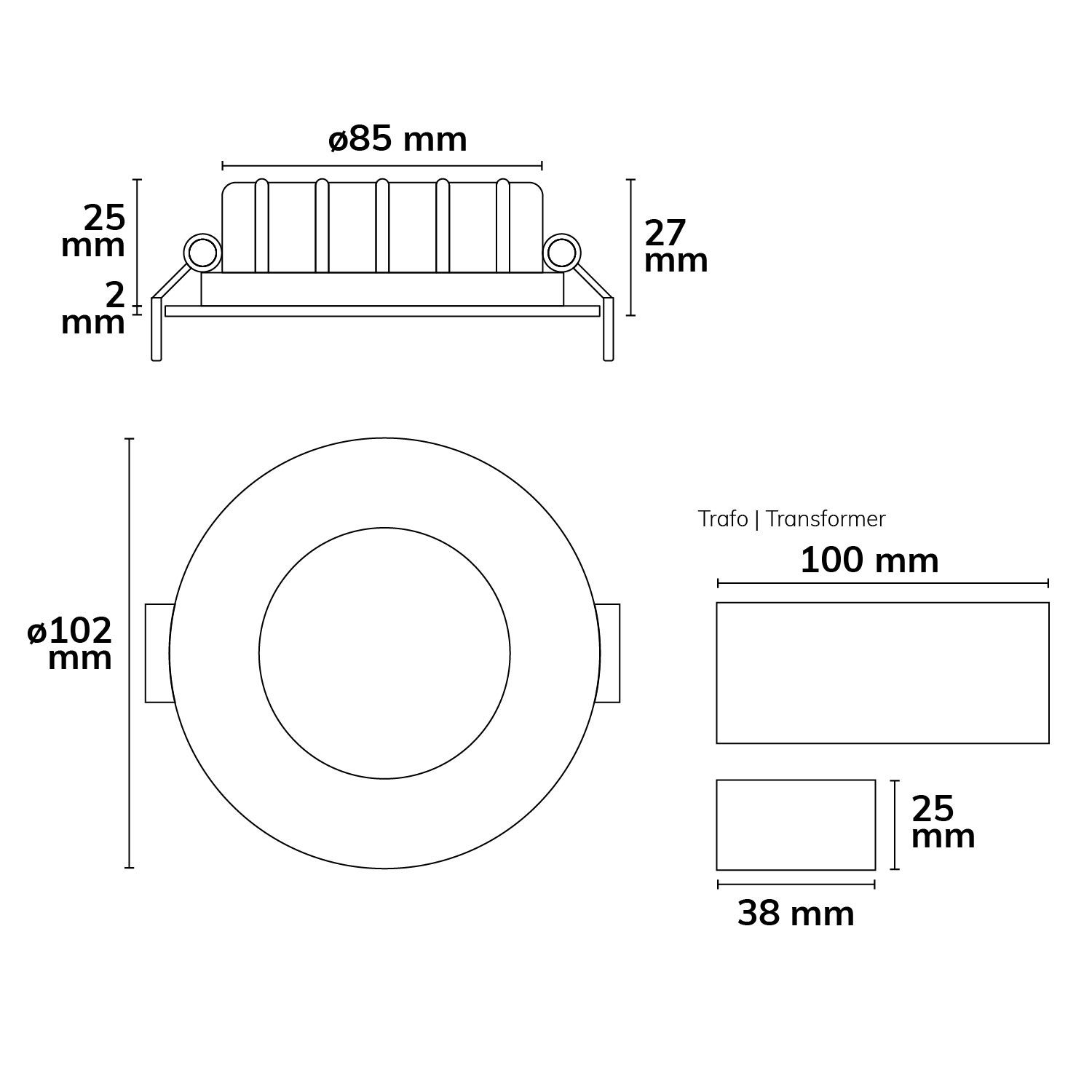 ISOLED LED Downlight, 8W, ultraflach, ColorSwitch 2600|3100|4000K, dimmbar - 3