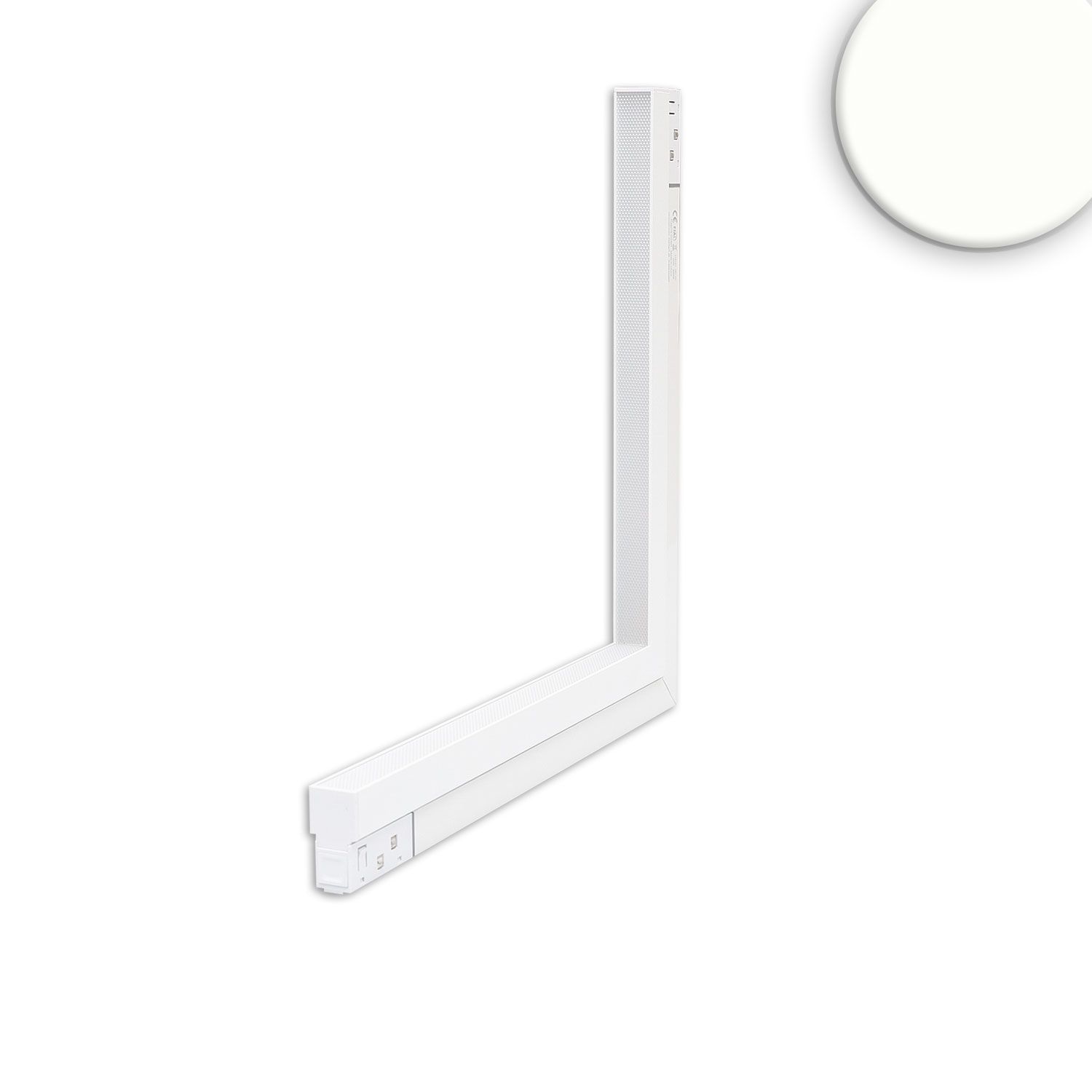 ISOLED Track48 Eckleuchte vertikal weiß, 20W, 120°, 48V DC, 4000K, CRI90, prismatisch, Line+, DALI dimmbar - 1