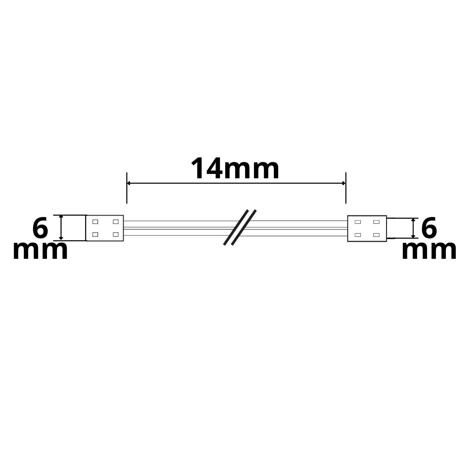 ISOLED Kontakt-Verbinder mit Kabel Universal (max. 5A) K2-26 für 2-pol. IP20 Flexstripes mit Breite 6mm - 2
