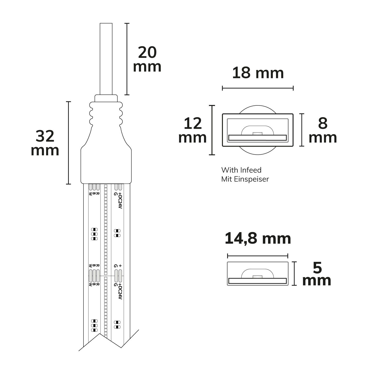 ISOLED LED Aqua COB RGB+2700K Linear Flexband, 24V DC, 20W, IP68, 5m Rolle, 896 LED/m - 4