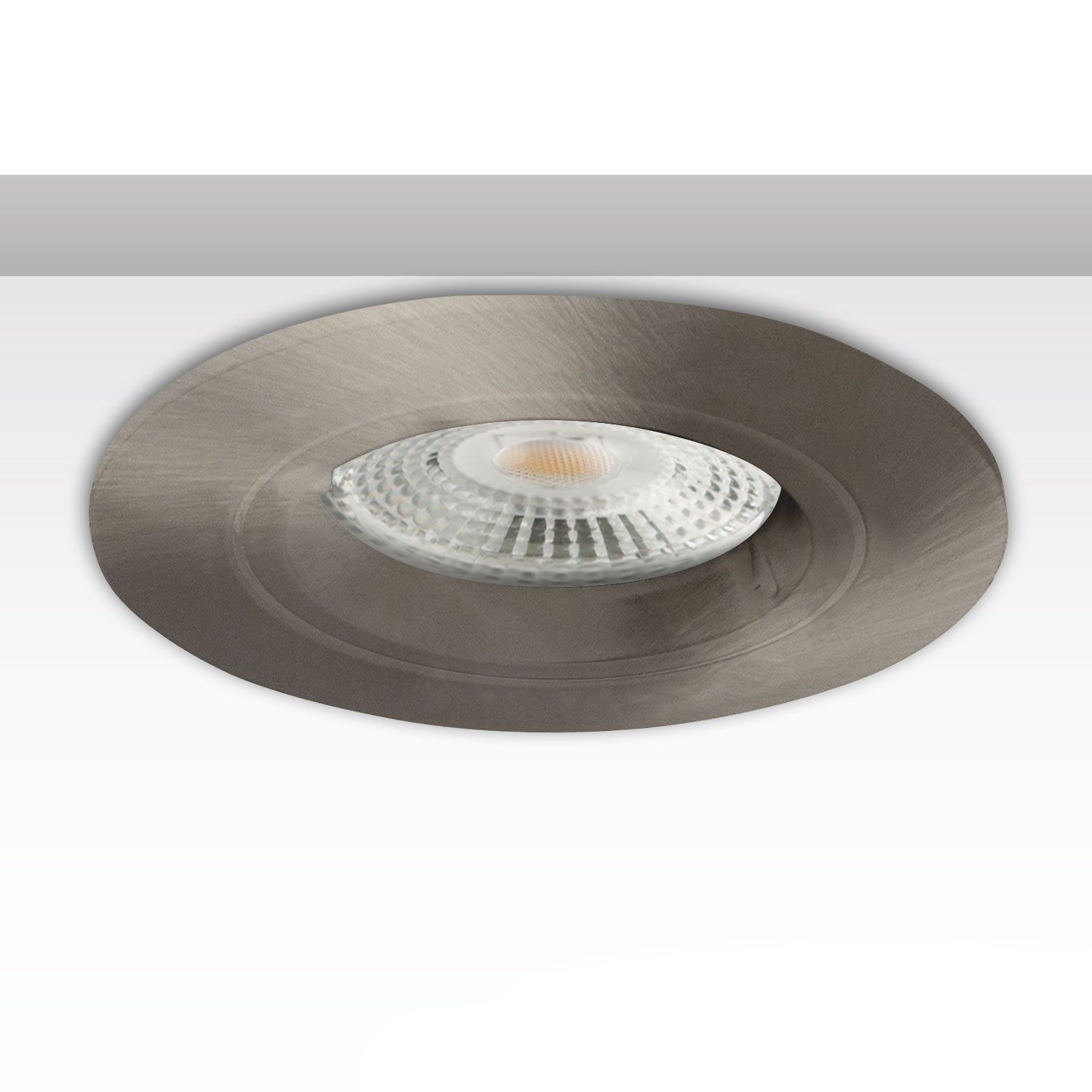 ISOLED Einbaurahmen rund, Loch 68mm, Alu gebürstet, für GU10/MR16 Spots - 1