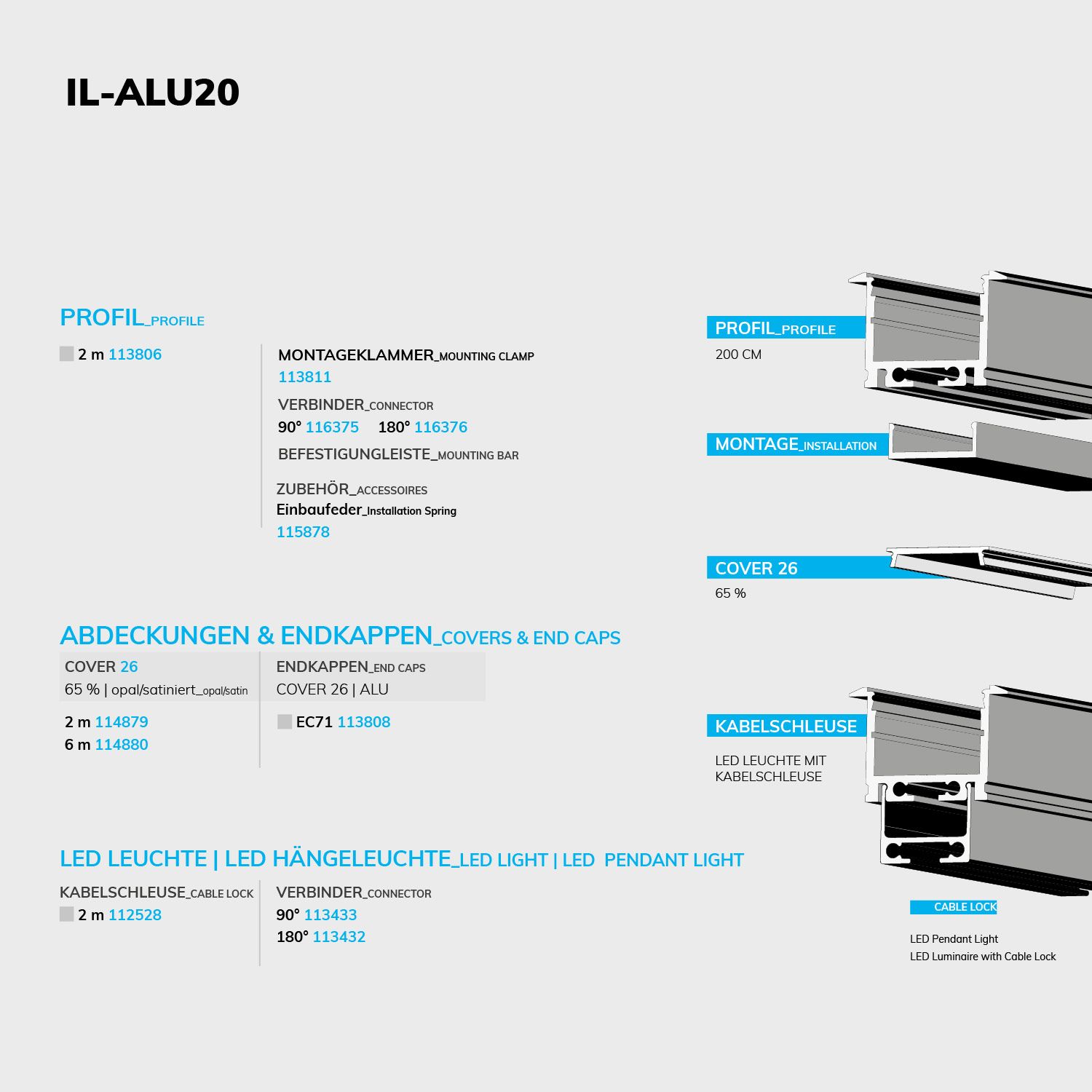 ISOLED LED Einbauprofil IL-ALU20 eloxiert, 200cm - 4