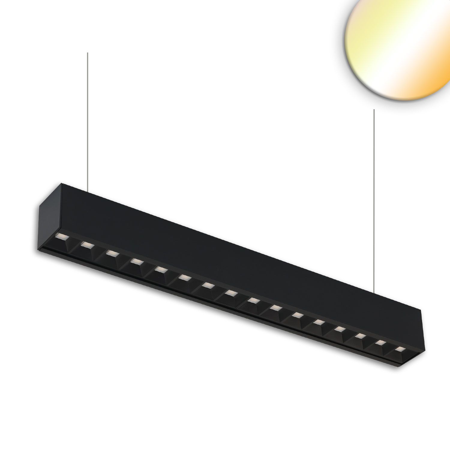 ISOLED LED Aufbau/Hängeleuchte Linear Raster 20W, anreihbar, schwarz, 3000|3500|4000K, inkl.Seil exkl.Kabel - 1
