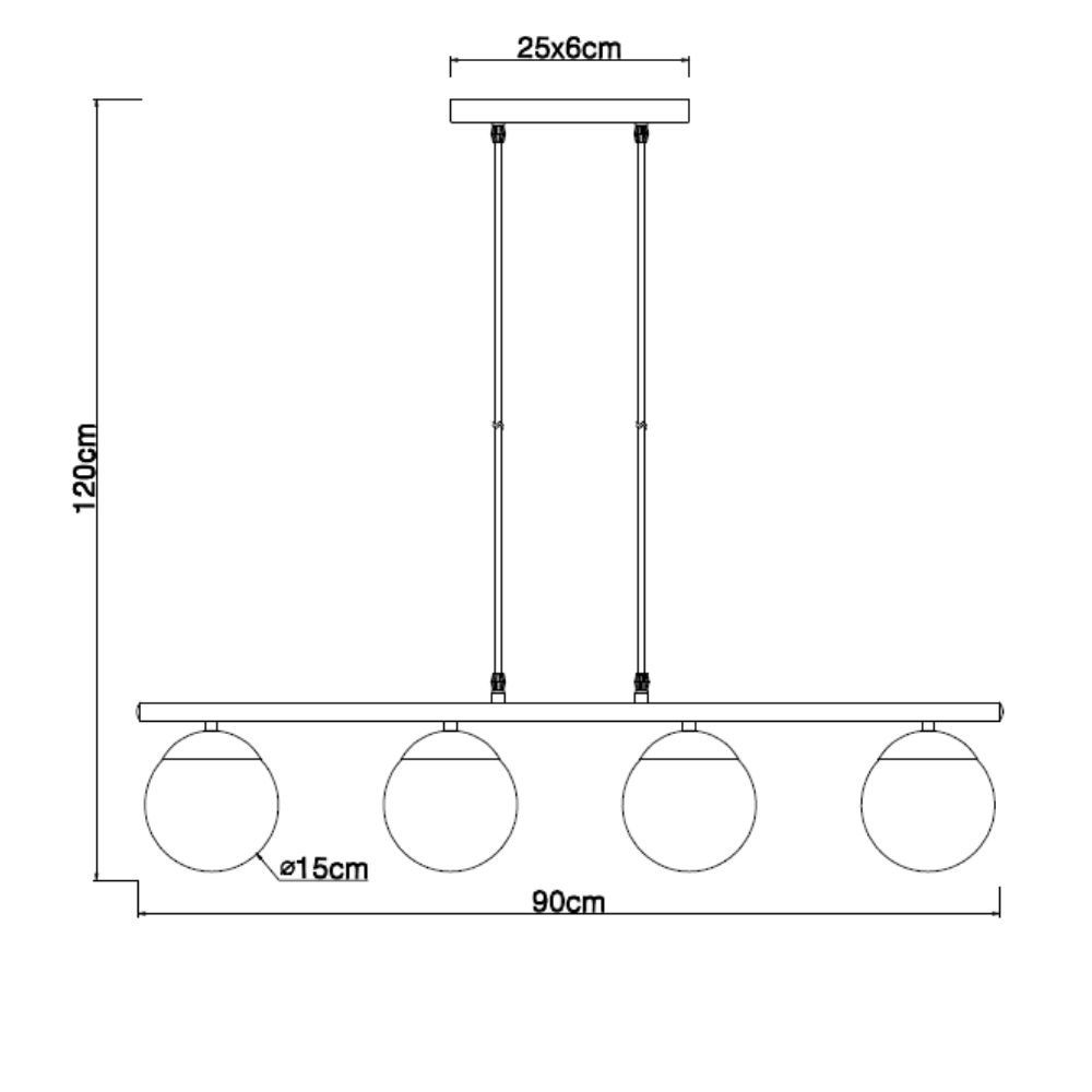ISOLED Hängeleuchte Metall schwarz, rund, rauchglas, 4xE27 Fassung, exkl. Leuchtmittel - 3