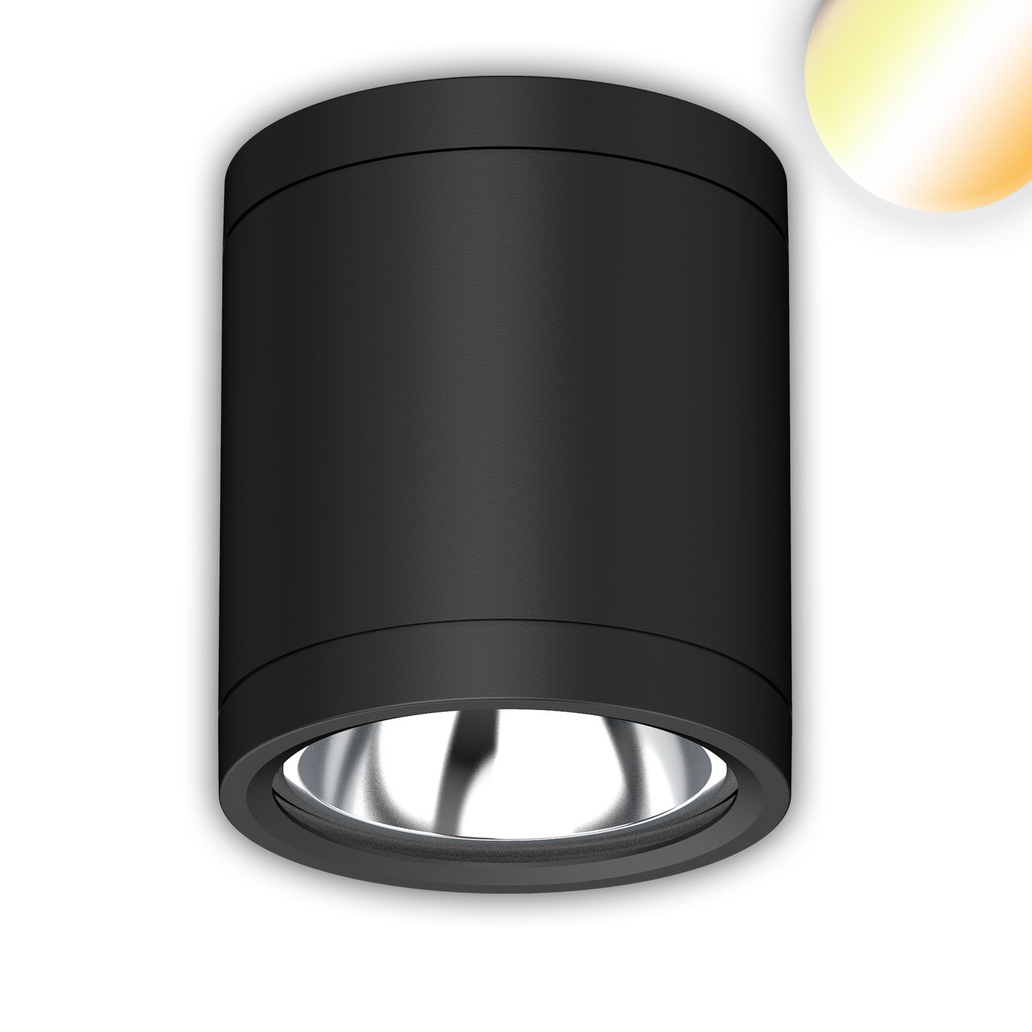 ISOLED LED Deckenaufbaustrahler IP65, schwarz, 10W, ColorSwitch 3000|4000|5000K, dimmbar - 1