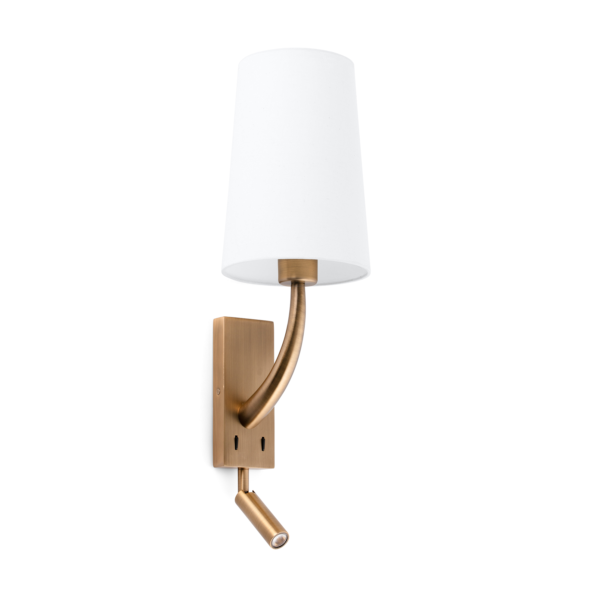 Faro REM Wandleuchte altgold matt/weiß mit LED-Leser Faro REM Wandleuchte altgold matt/weiß mit LED-Leser - Produktbild 1