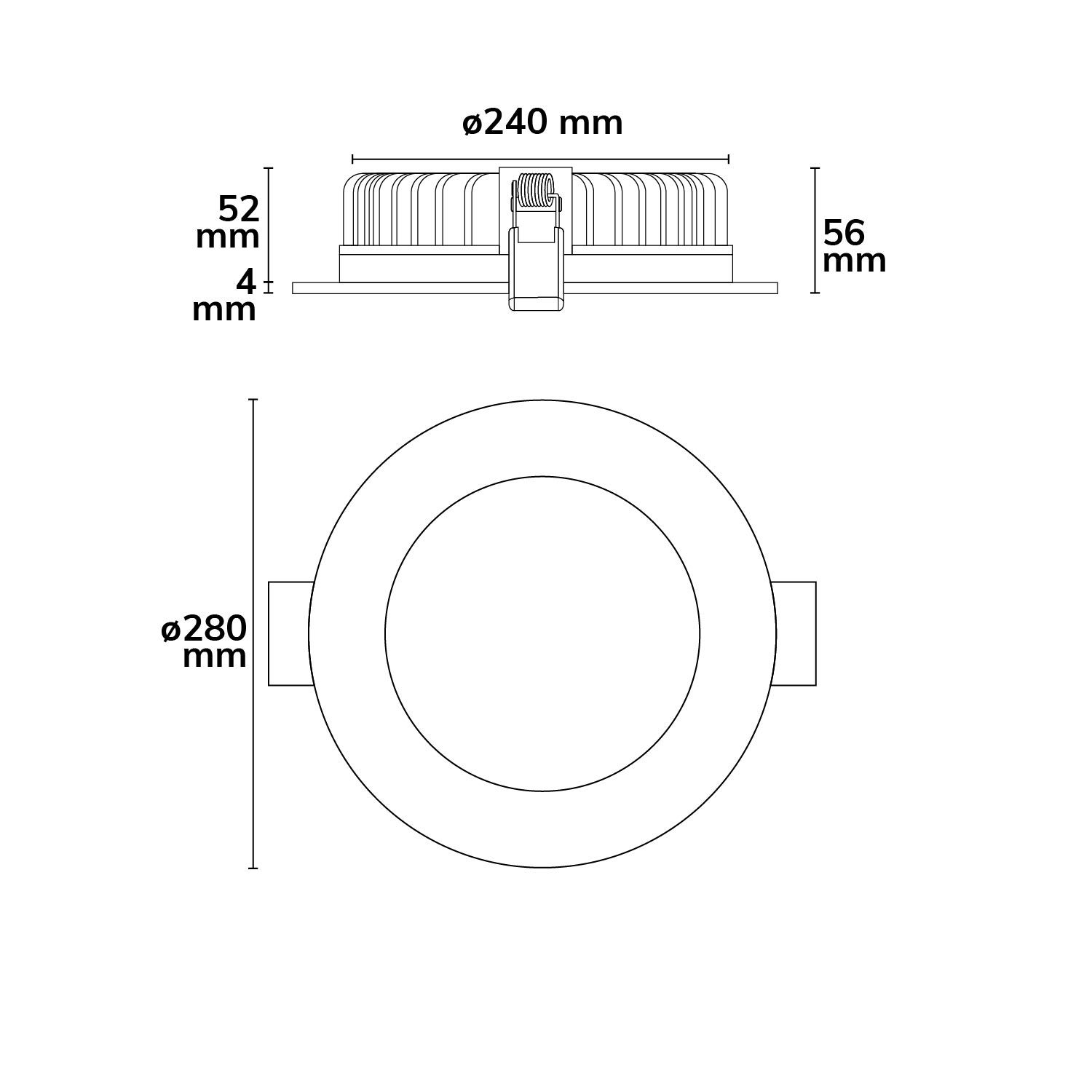 ISOLED LED Downlight blendungsreduziert, 35W, rund, DN280, CRI90, Switch 3000|3500|4000K, dimmbar - 3