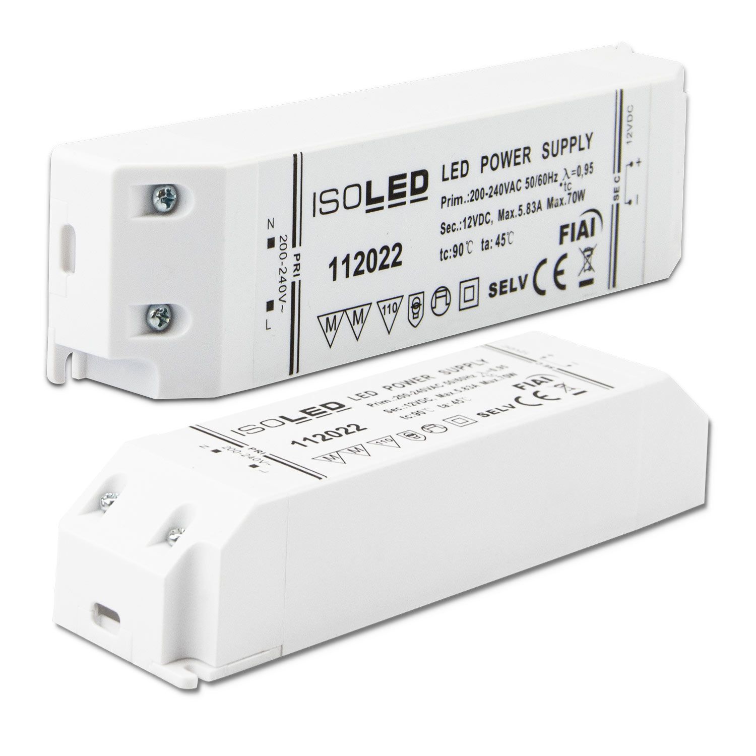 ISOLED LED Trafo 12V/DC, 0-70W, SELV, flach - 1
