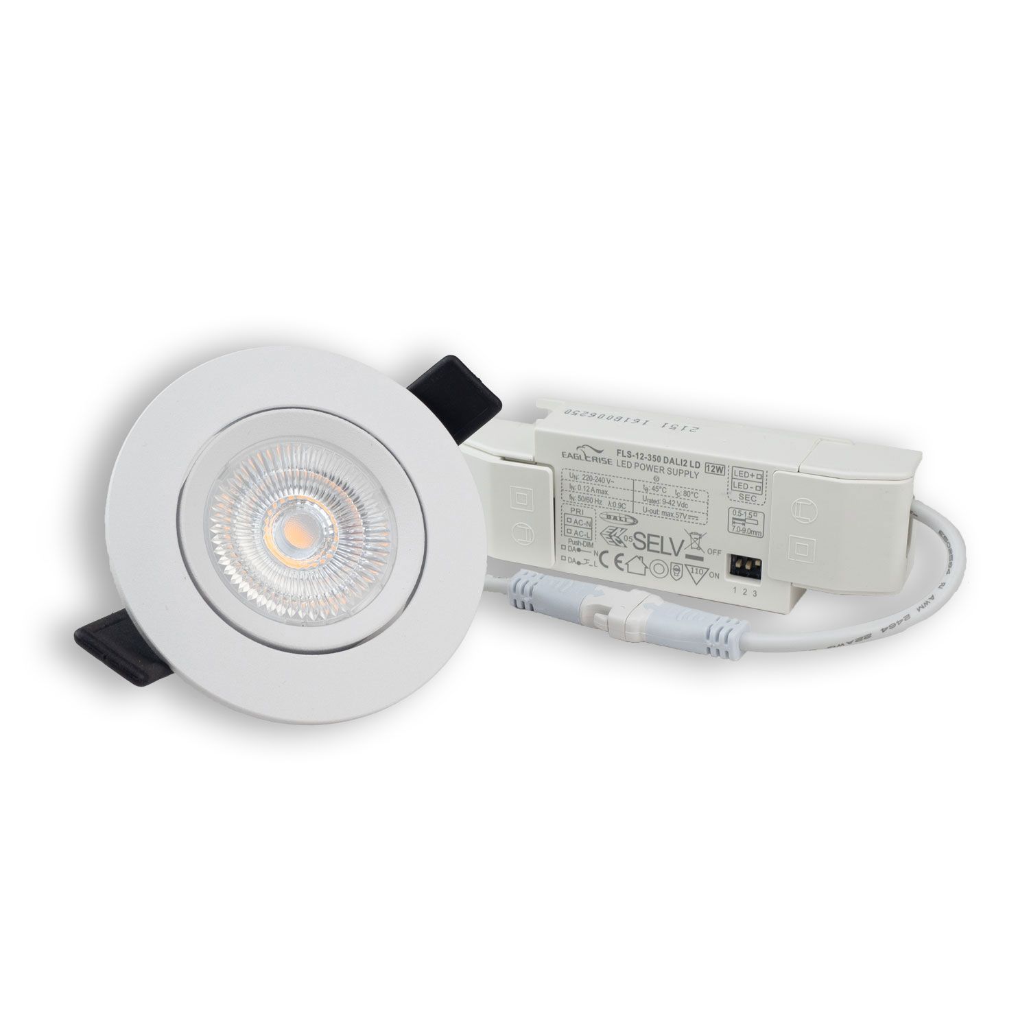ISOLED LED Einbauleuchte Slim68 Alu weiß, rund, 9W, warmweiß, DALI dimmbar - 3