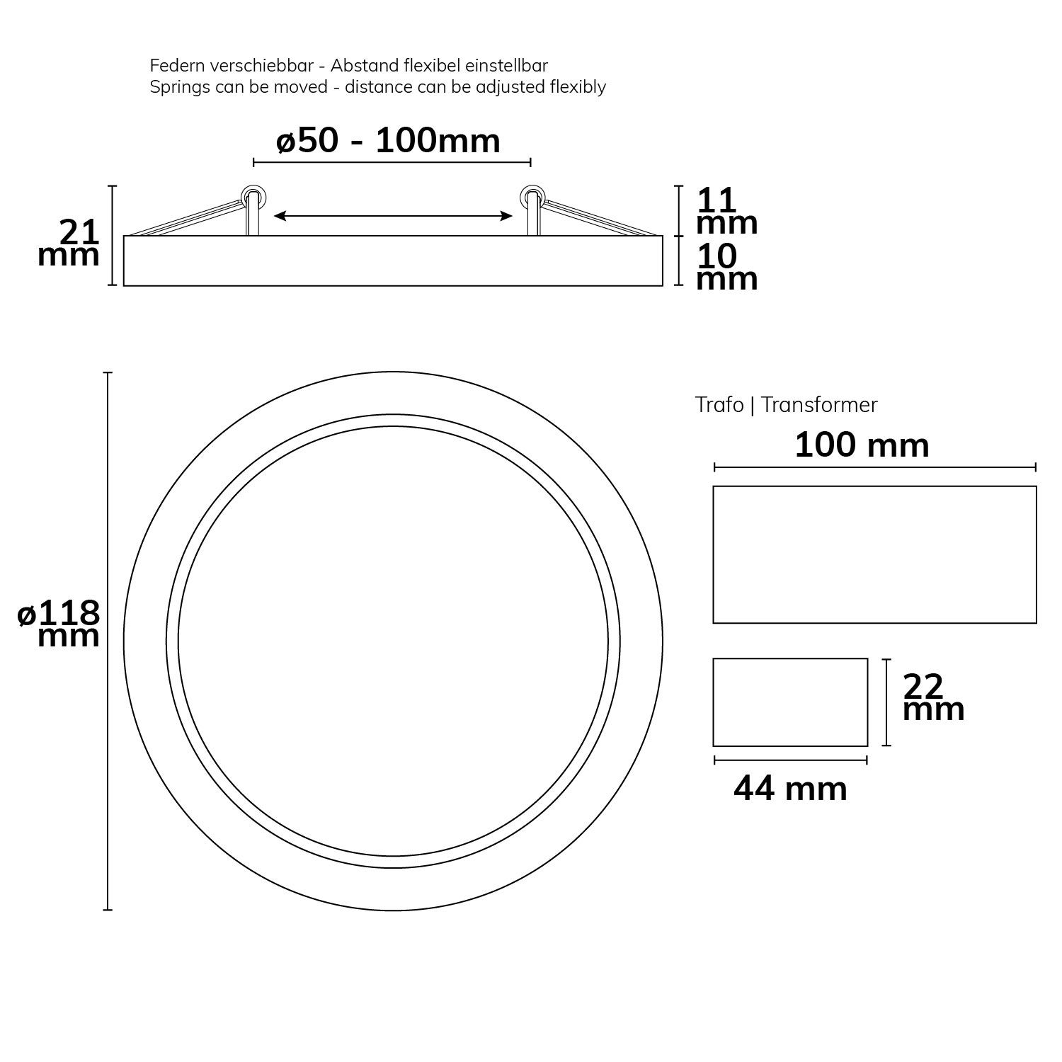 ISOLED LED Downlight Flex 8W, prismatisch, 120°, Lochausschnitt 50-100mm neutralweiß, dimmbar - 3