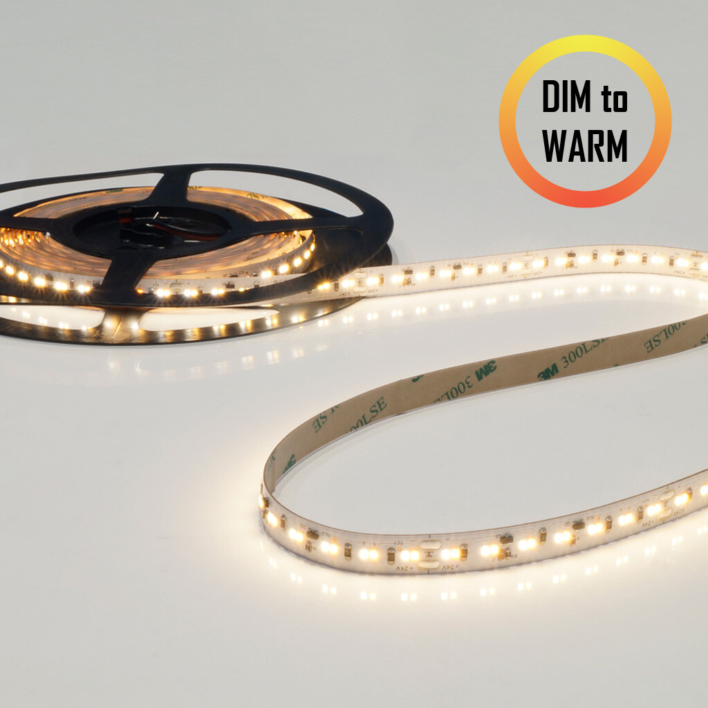 Emilum Dim To Warm LED-Stripe 24V, 17W, 3000K-2200K, CRI90, 224LED, IP20, 10mm Emilum Dim To Warm LED-Stripe 24V, 17W, 3000K-2200K, CRI90, 224LED, IP20, 10mm - Produktbild 1