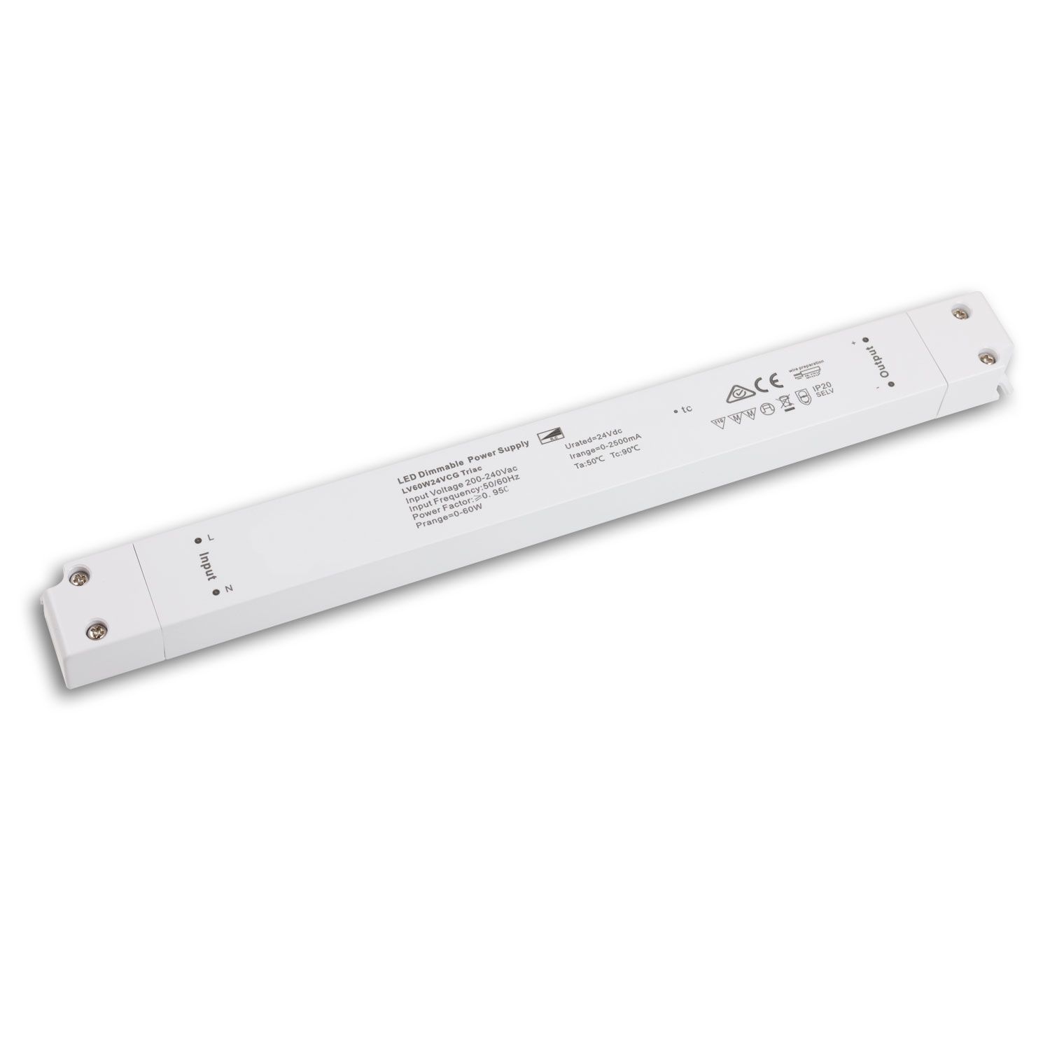 ISOLED LED PWM-Trafo 24V/DC, 0-60W, dimmbar, SELV, ultraflach, ultraschmal - 1
