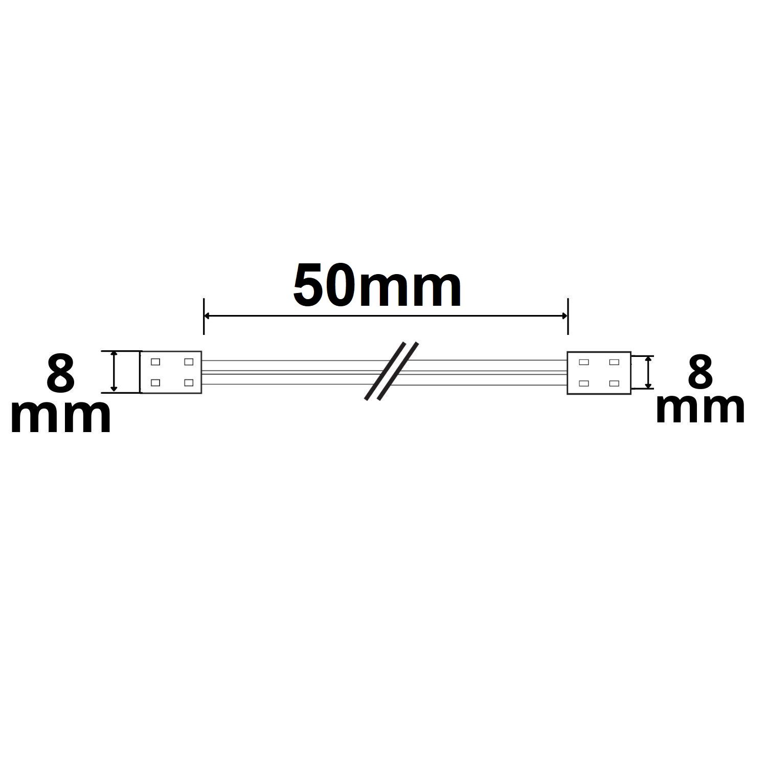 ISOLED Kontakt-Verbinder mit Kabel Universal (max. 5A) K2-28 für 2-pol. IP20 Flexstripes mit Breite 8mm - 2