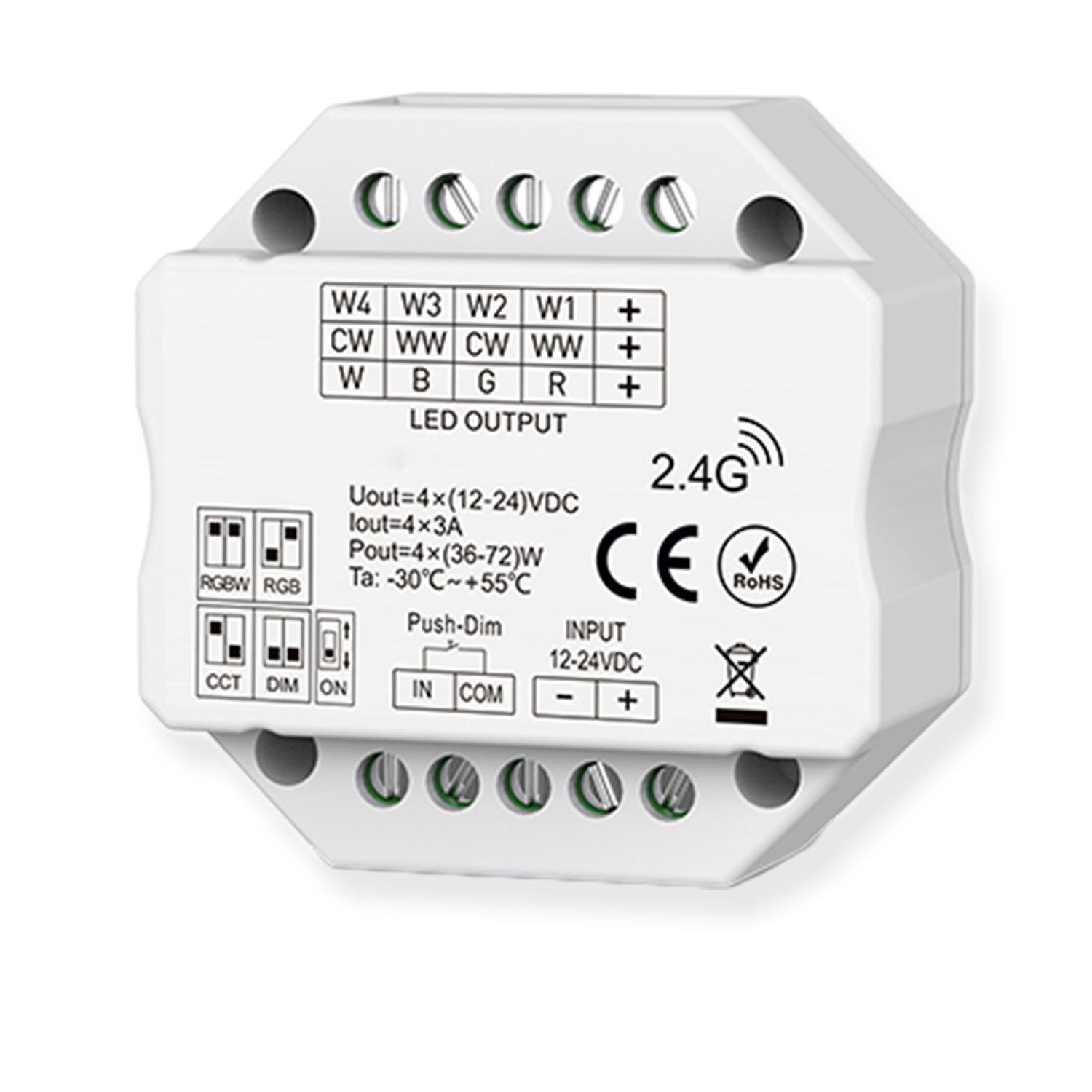 ISOLED Sys-Pro Push/Funk Mesh PWM-Dimmer, 1-4 Kanal, 12-24V DC 4x3A - 1