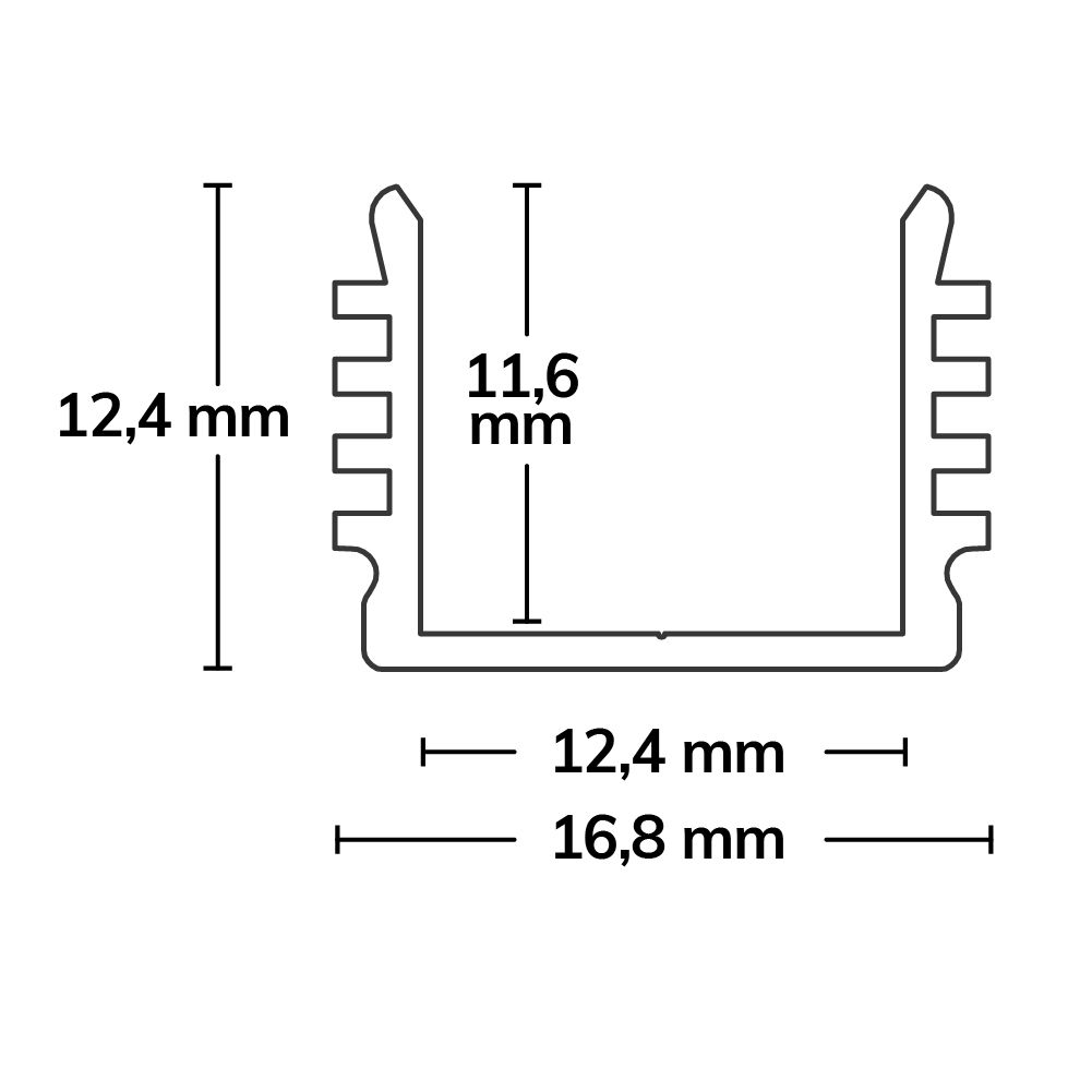 ISOLED LED Aufbauprofil SURF12 BORDERLESS Aluminium schwarz pulverbeschichtet RAL 9005, 200cm - 3