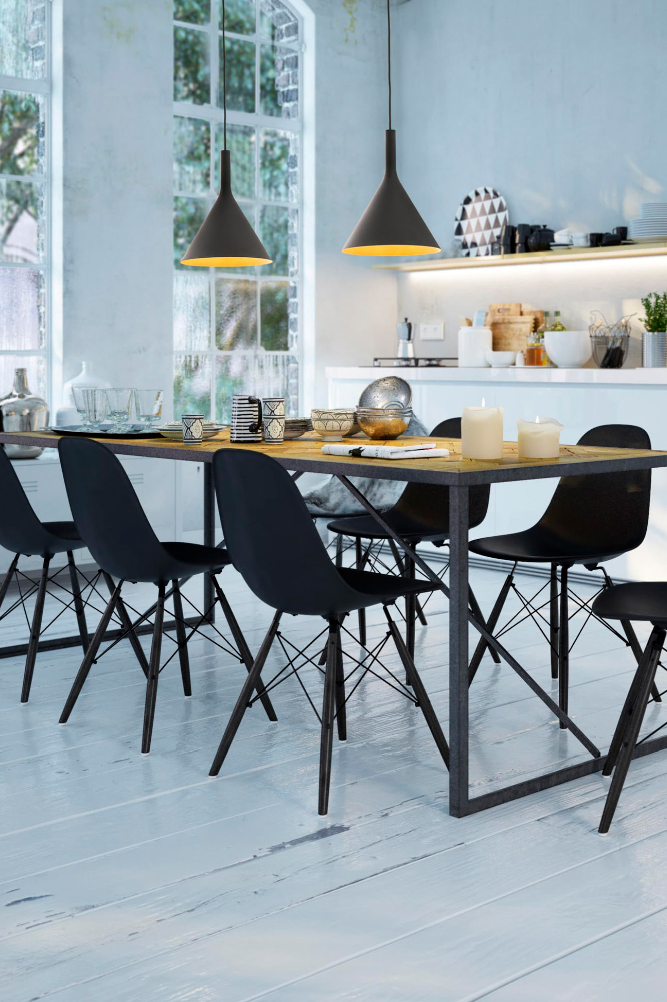 Faro PAM 250 Pendelleuchte schwarz und gold - 2