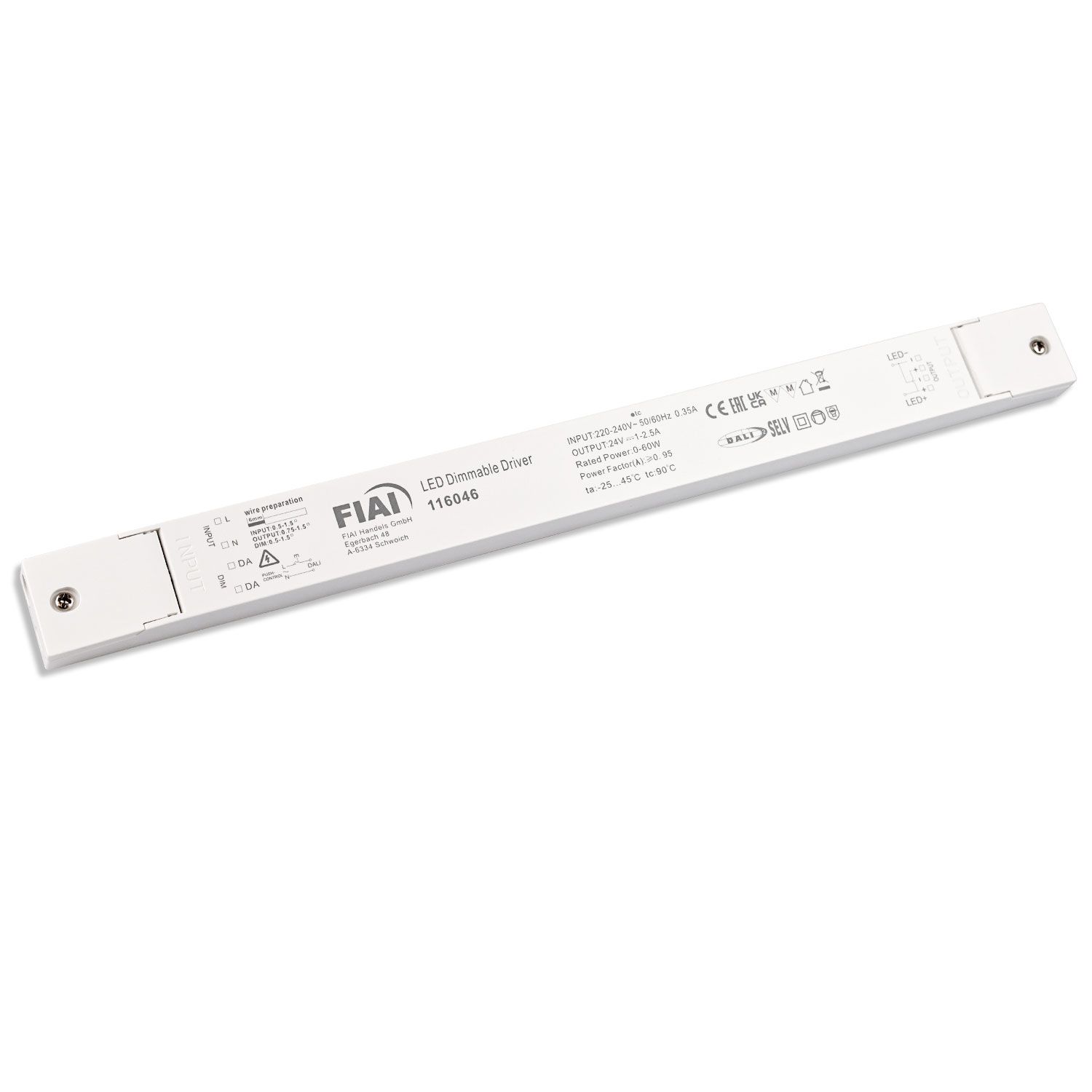 ISOLED LED PWM-Trafo 24V/DC, 0-60W, Push/DALI-2 dimmbar, SELV, ultraflach, ultraschmal - 1