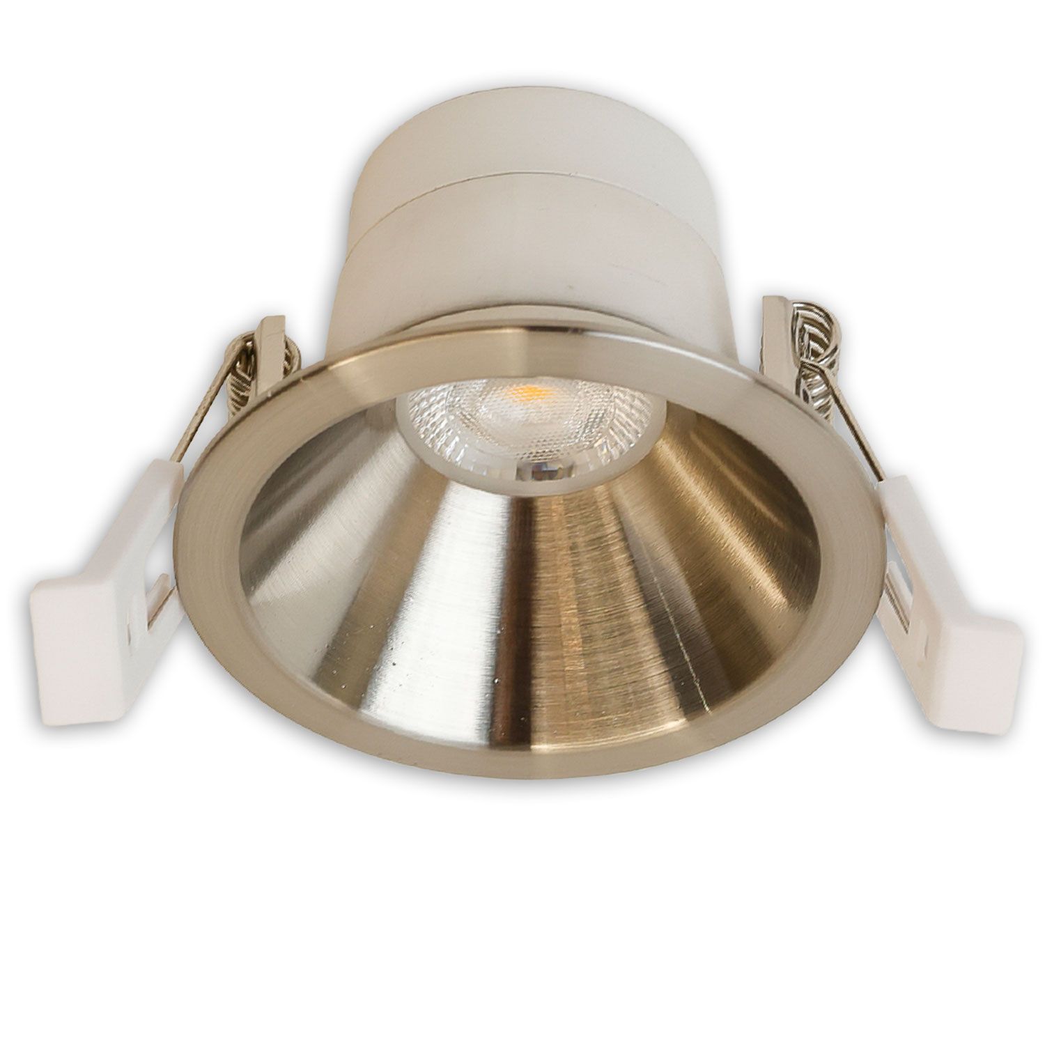 ISOLED LED Einbaustrahler BACK60, nickel geb., rund, 5W, CRI90, 3000K, rückversetzt, UGR