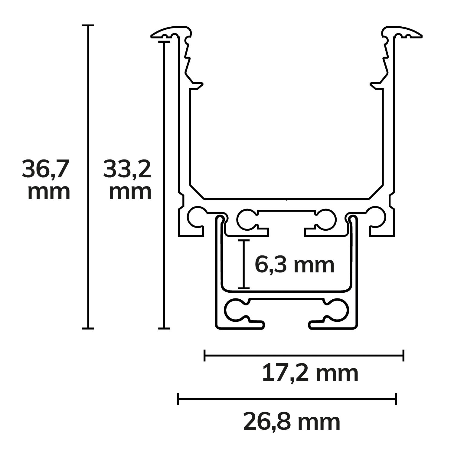 ISOLED LED Einbauprofil DIVE20 Aluminium weiß RAL 9010, 200cm - 4