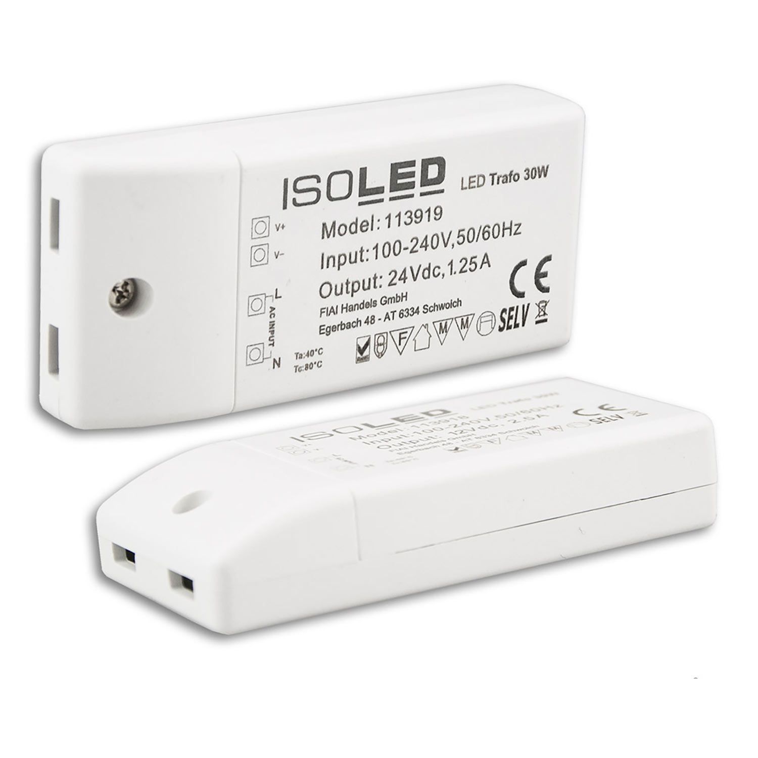 ISOLED LED Trafo 24V/DC, 0-30W, kompakt, SELV ISOLED LED Trafo 24V/DC, 0-30W, kompakt, SELV - 1