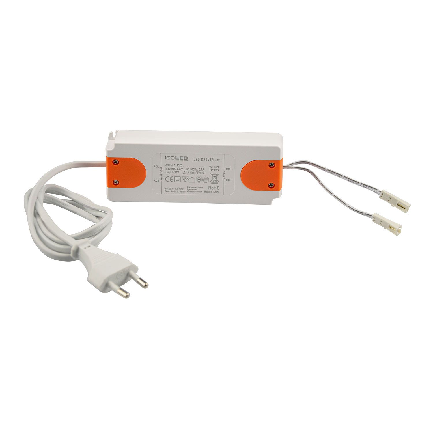 ISOLED LED Trafo MiniAMP 24V/DC, 0-50W, 120cm Kabel mit Flachstecker, sekundär 2 female Buchsen - 2