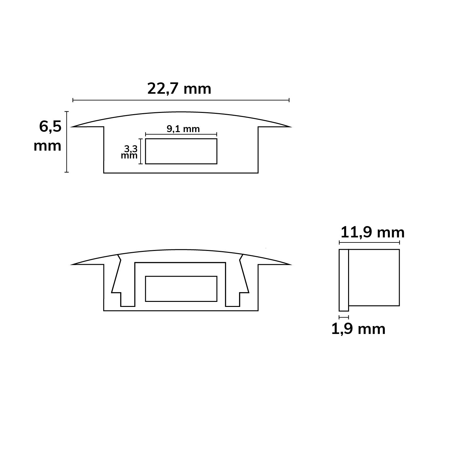 ISOLED Endkappe EC26B schwarz für Profil DIVE12 FLAT mit Kabeldurchführung, 1 STK - 2