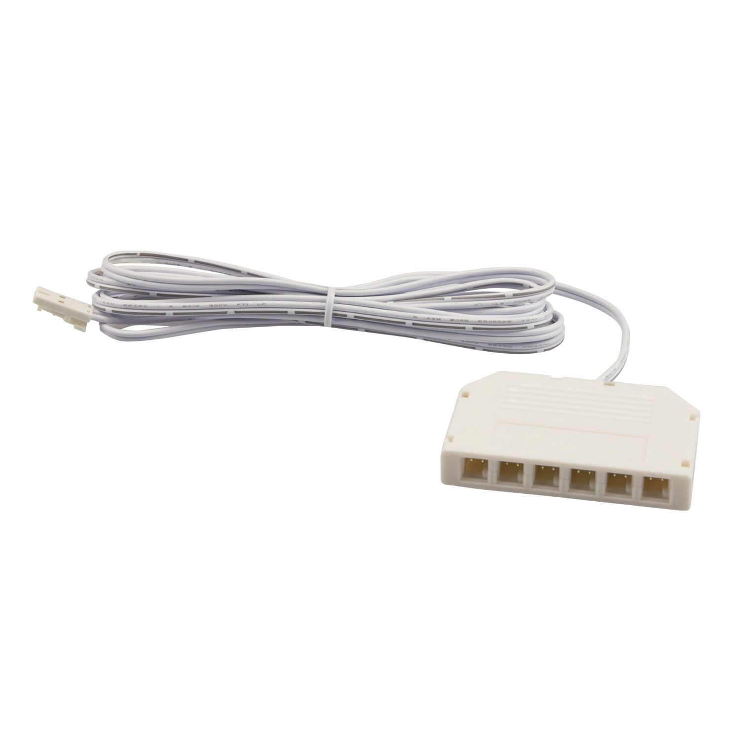 ISOLED MiniAMP 6-fach Verteiler (1 male-Stecker an 6 female-Buchsen), 30cm, 2-polig, weiß, max. 3,5A - 1