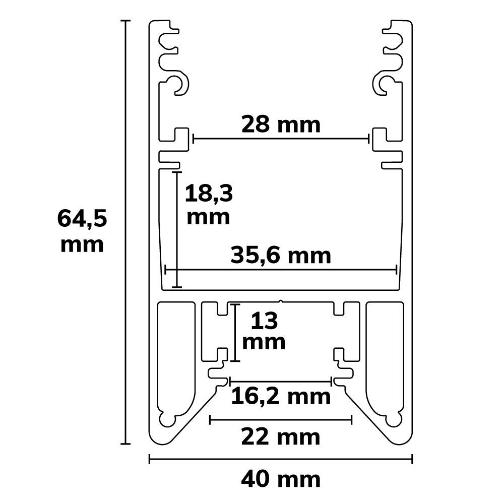 ISOLED LED Leuchtenprofil HALON Aluminium schwarz RAL 9005, 300cm, Kühlstreifen schiebbar - 3