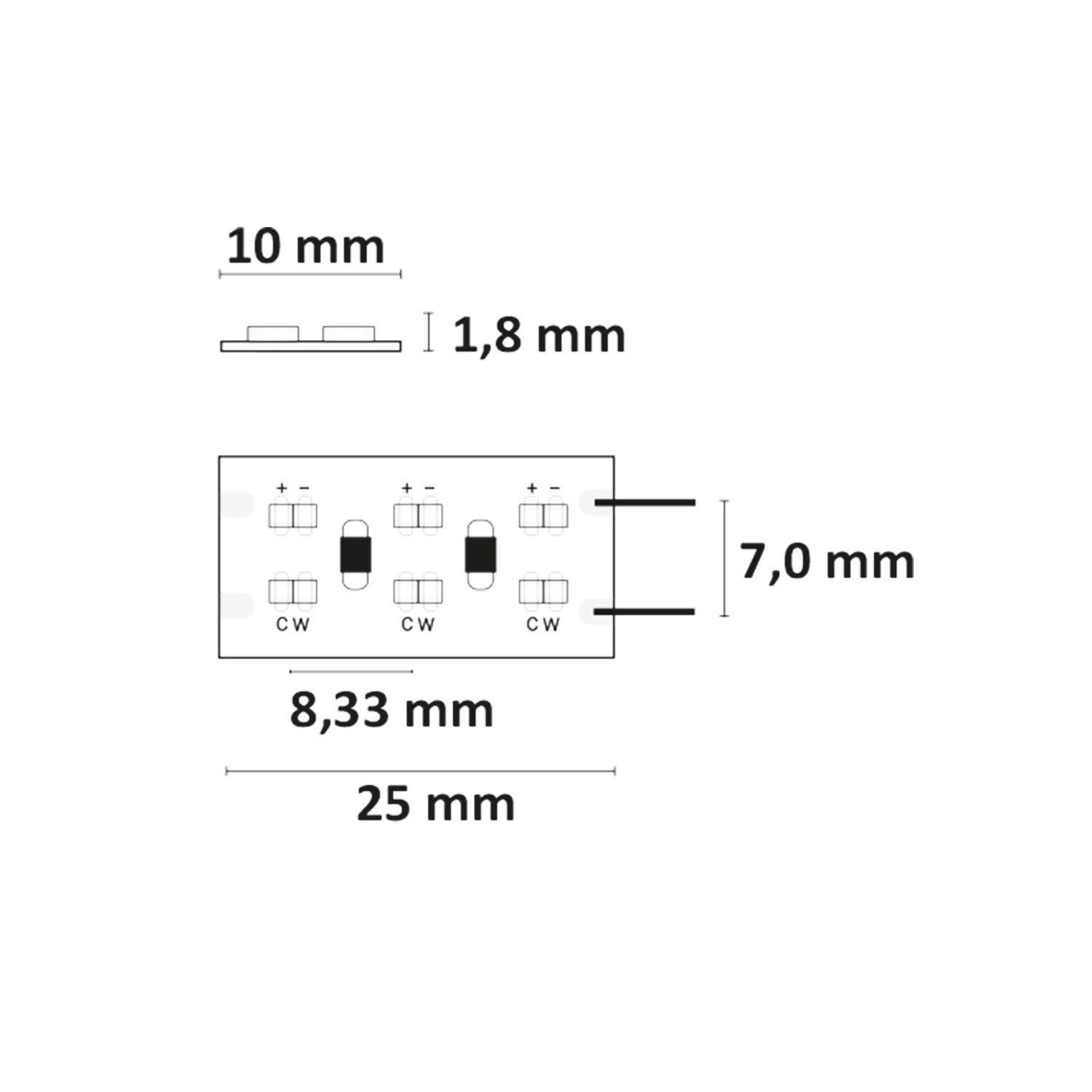 ISOLED LED CRI919/940 MiniAMP CCT Flexband, 24V DC, 21W, IP20, 250cm, 2 polig, Kabel mit Stecker, 480 LED/m - 4