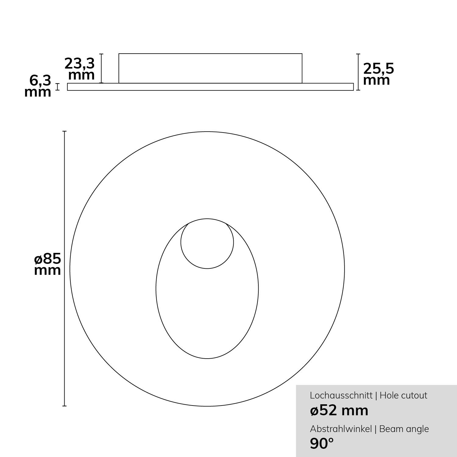 ISOLED Cover Aluminium rund 1 weiß für Sys-Wall68 - 3