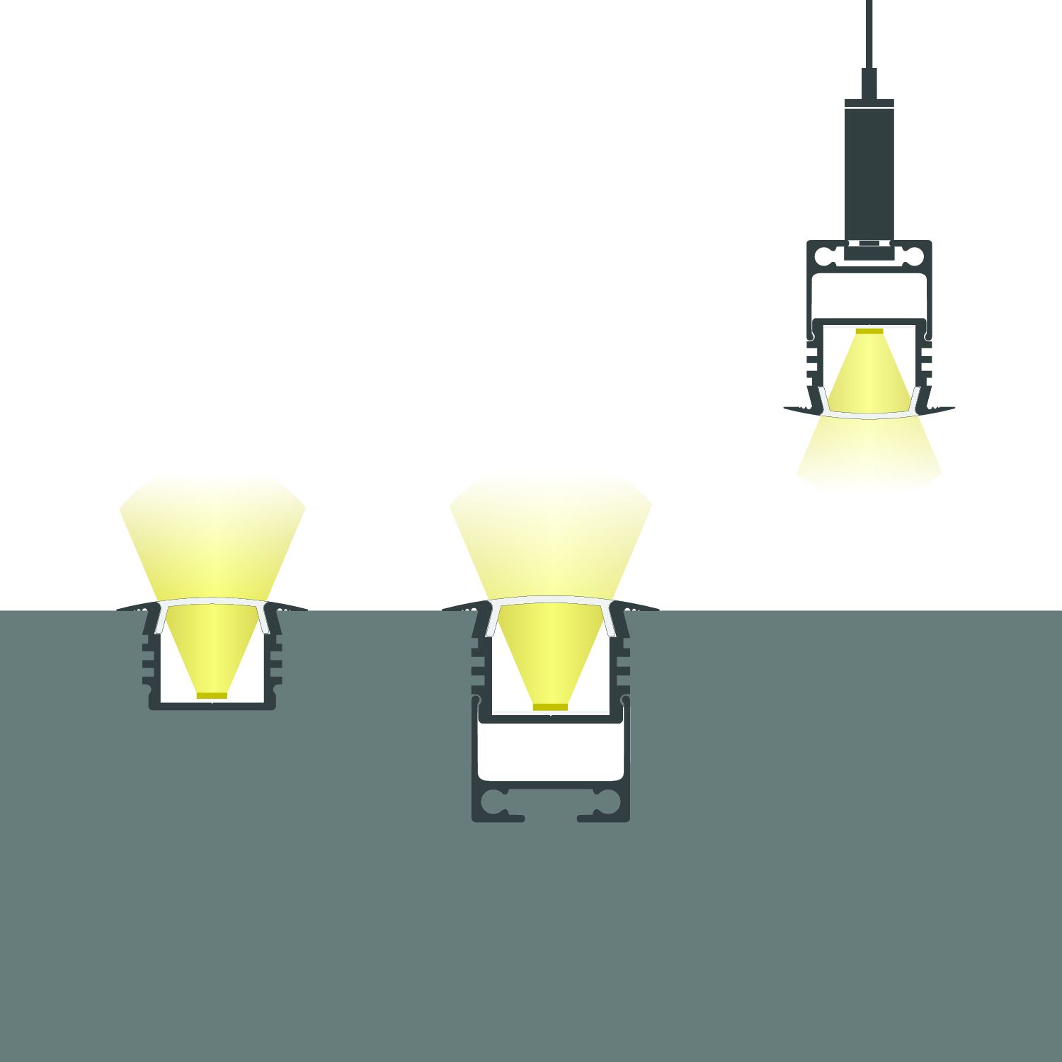ISOLED LED Einbauprofil DIVE12 Aluminium weiß RAL 9010, 200cm - 6