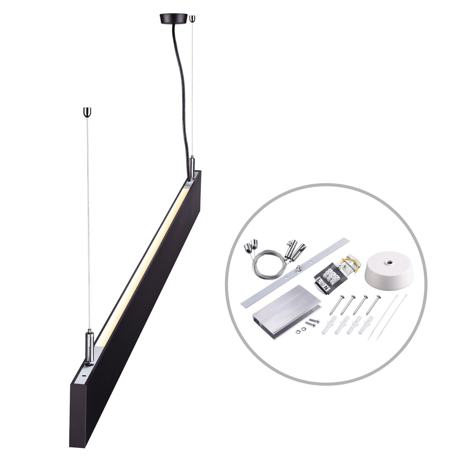 ISOLED LED Hängeleuchte Linear Up&Down 1200, 40W, prismatisch, linear- u. 90° verbindbar, schwarz, warmweiß - 3
