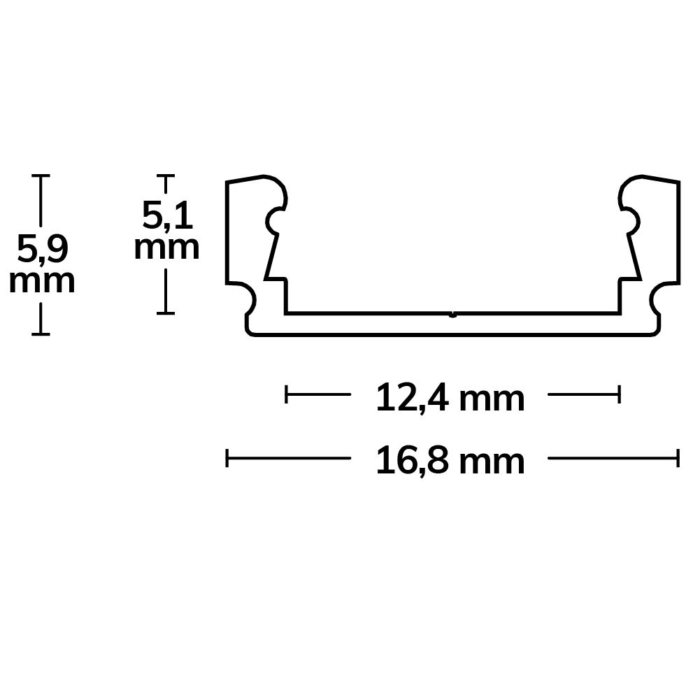 ISOLED LED Aufbauprofil SURF12 FLAT Aluminium schwarz pulverbeschichtet RAL 9005, 200cm - 3