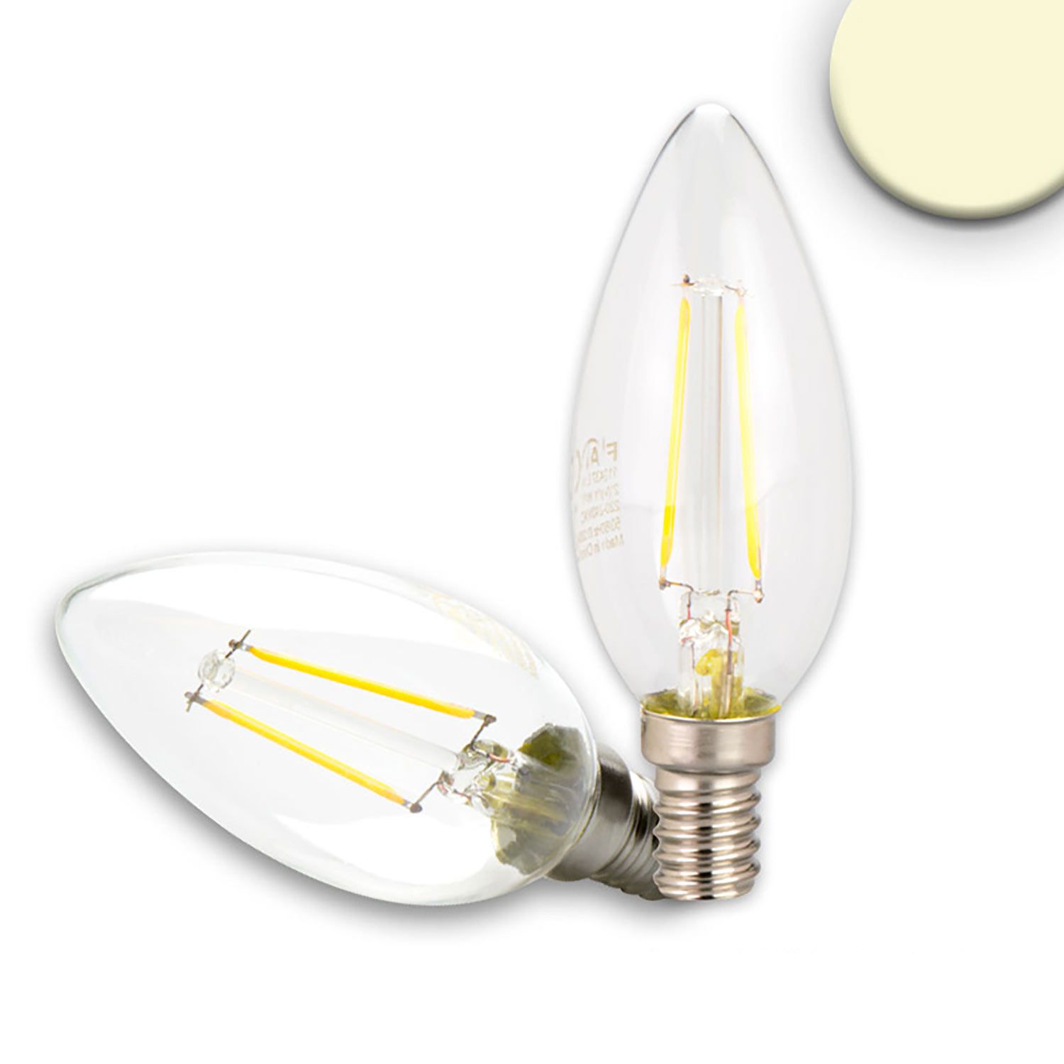 ISOLED E14 LED Kerze, 2W, klar, warmweiß, dimmbar - 1